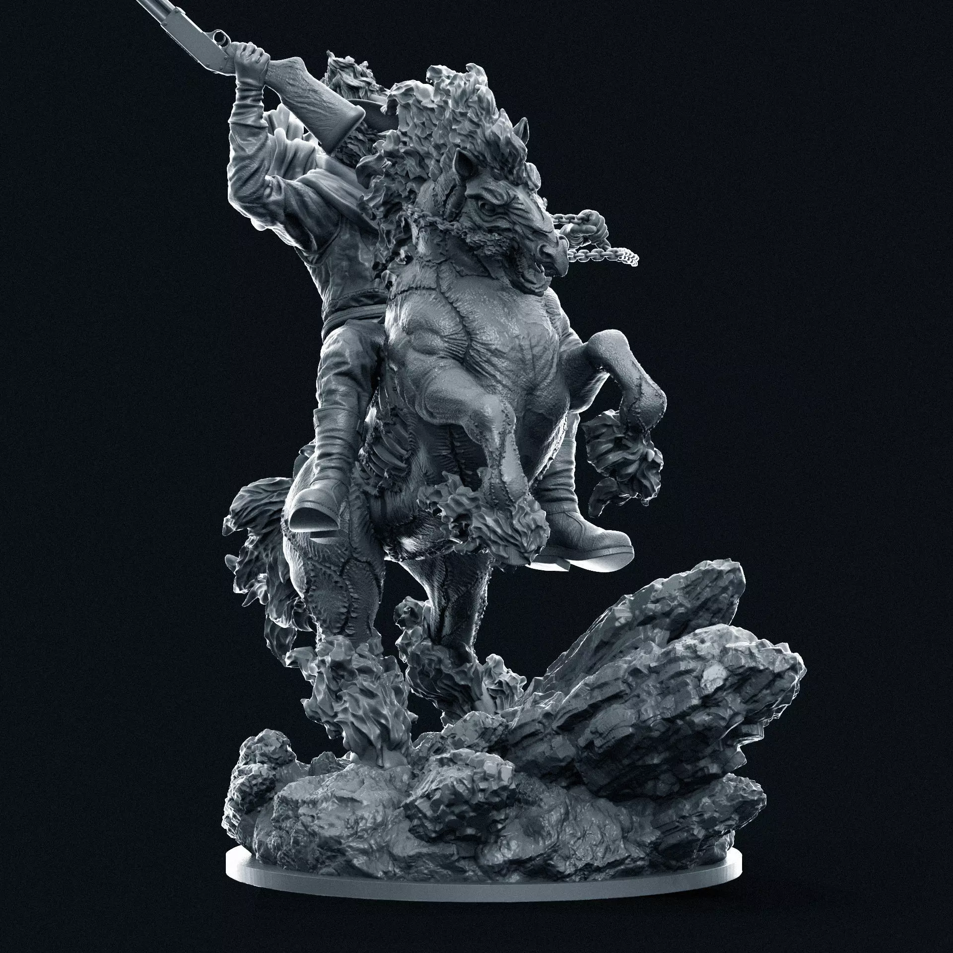 Ghost Rider ART multi parts or all in 1 3D print model_2