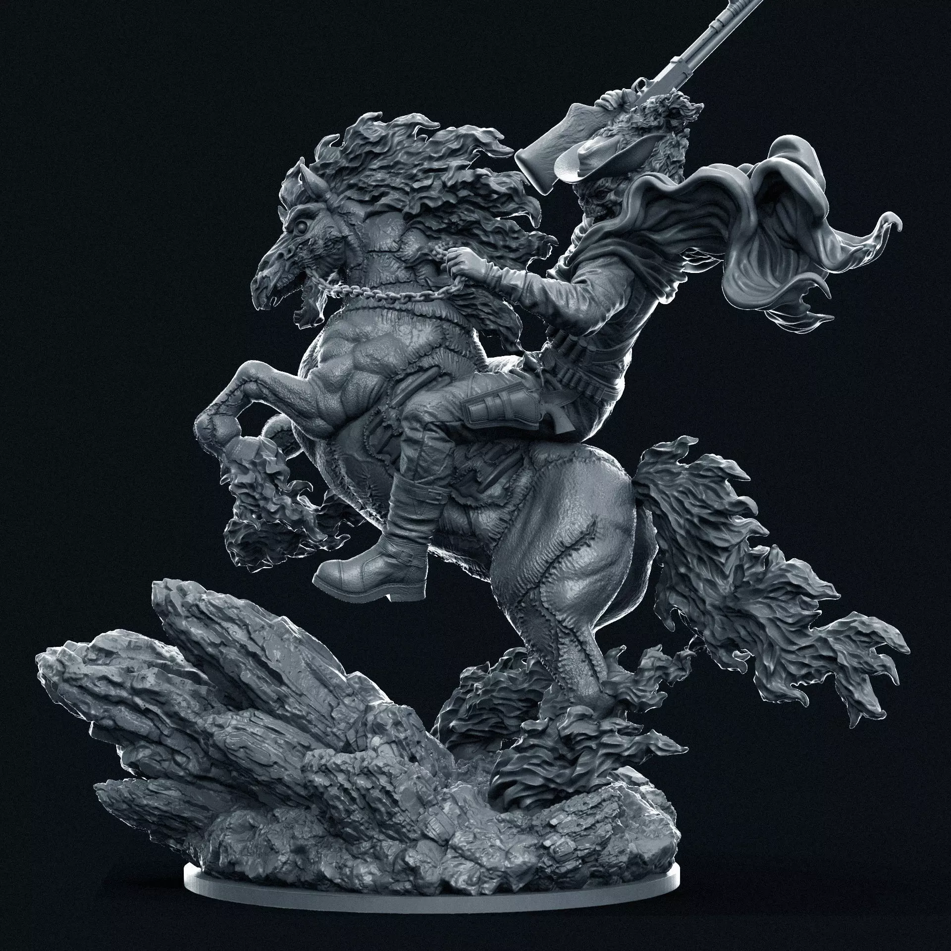 Ghost Rider ART multi parts or all in 1 3D print model_5