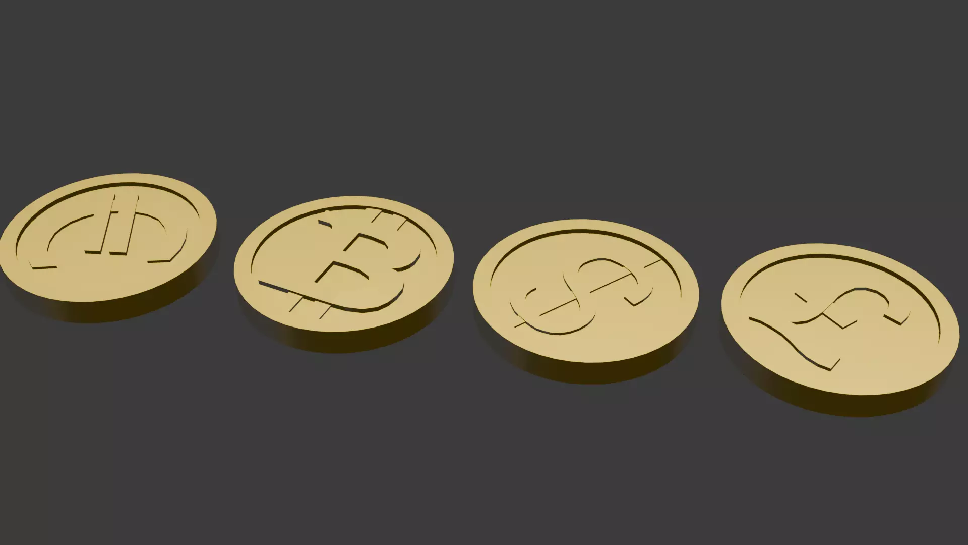 Currency coin Low-poly 3D model_0