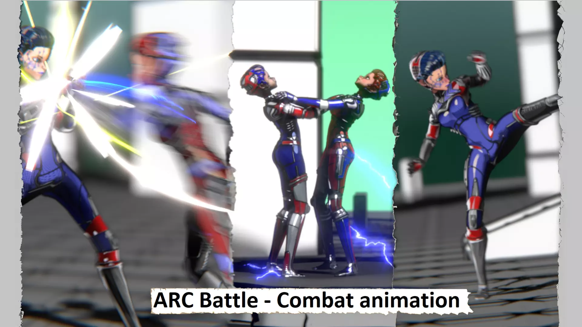 ARC Combat animation Red vs Blue Low-poly 3D model_0