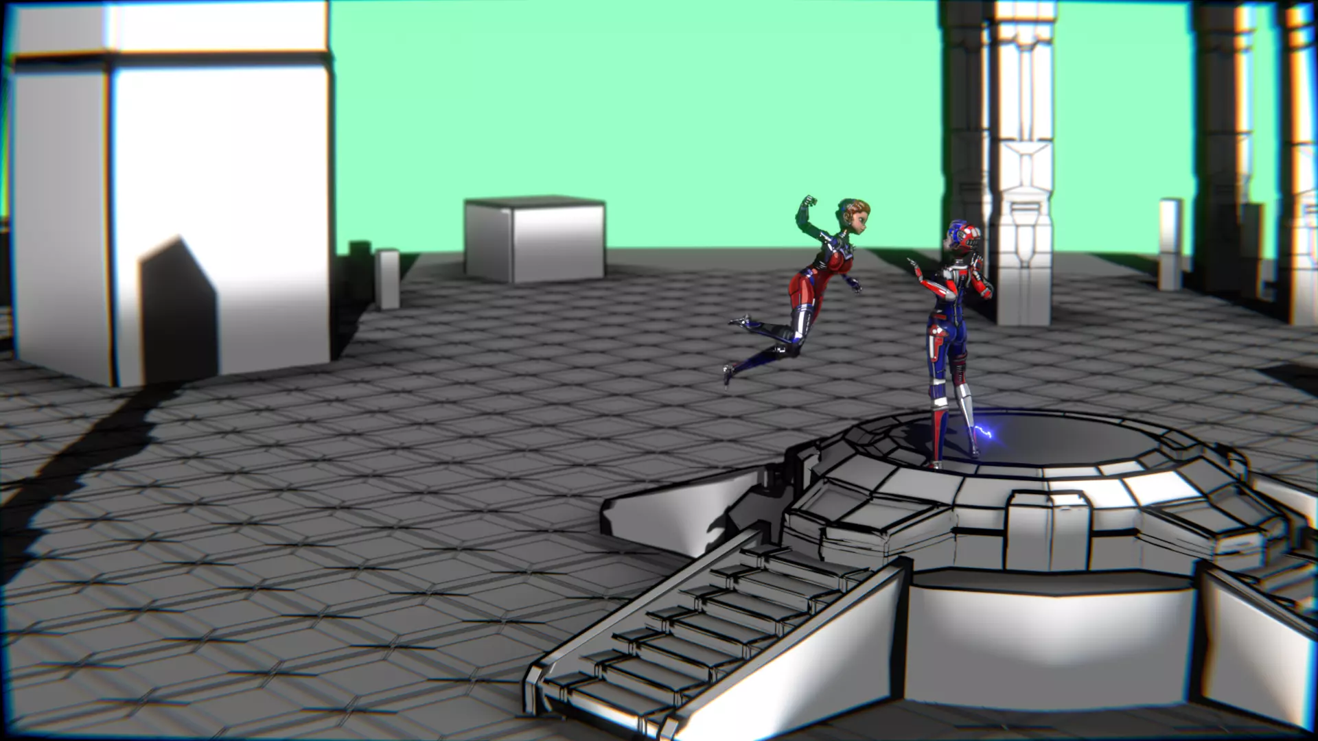 ARC Combat animation Red vs Blue Low-poly 3D model_108