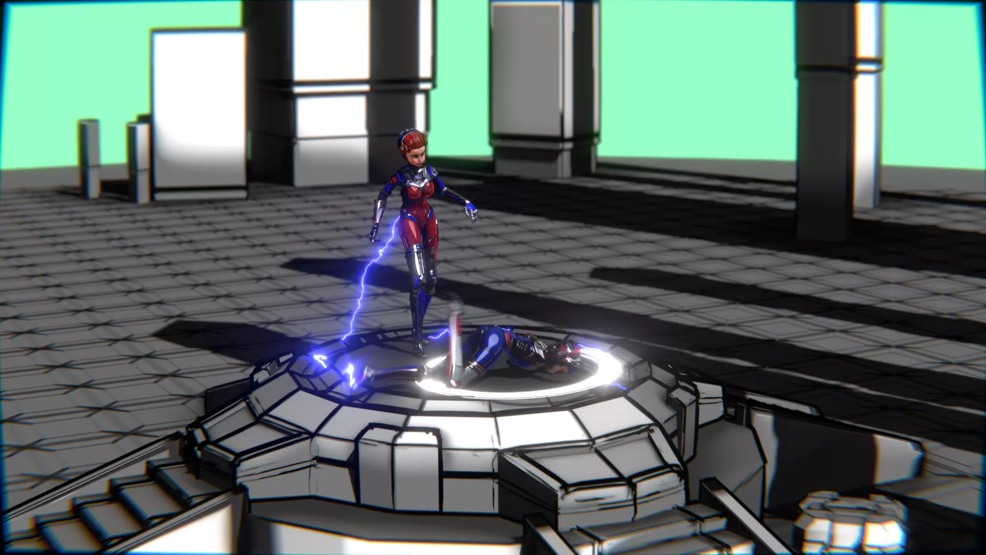 ARC Combat animation Red vs Blue Low-poly 3D model_94