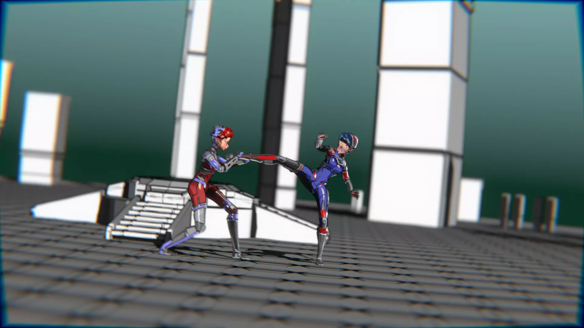 ARC Combat animation Red vs Blue Low-poly 3D model_83