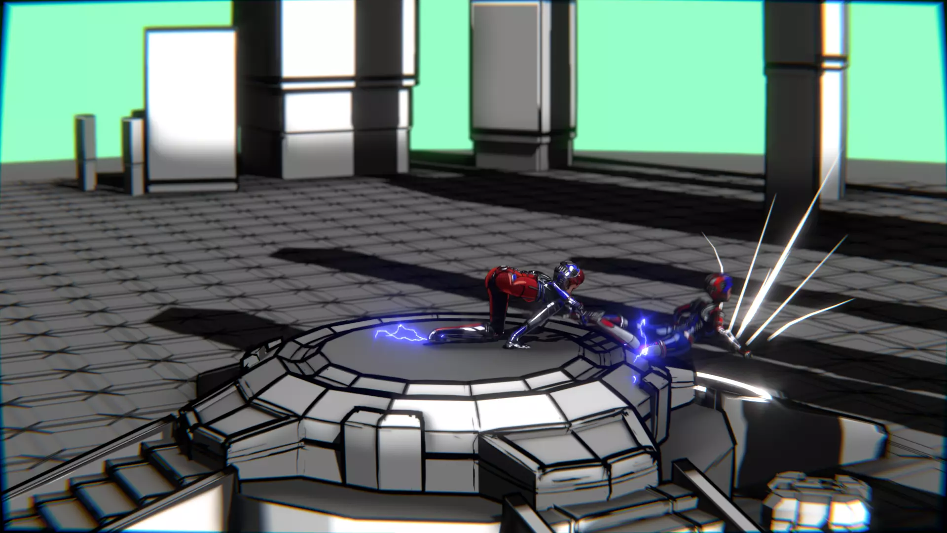 ARC Combat animation Red vs Blue Low-poly 3D model_111