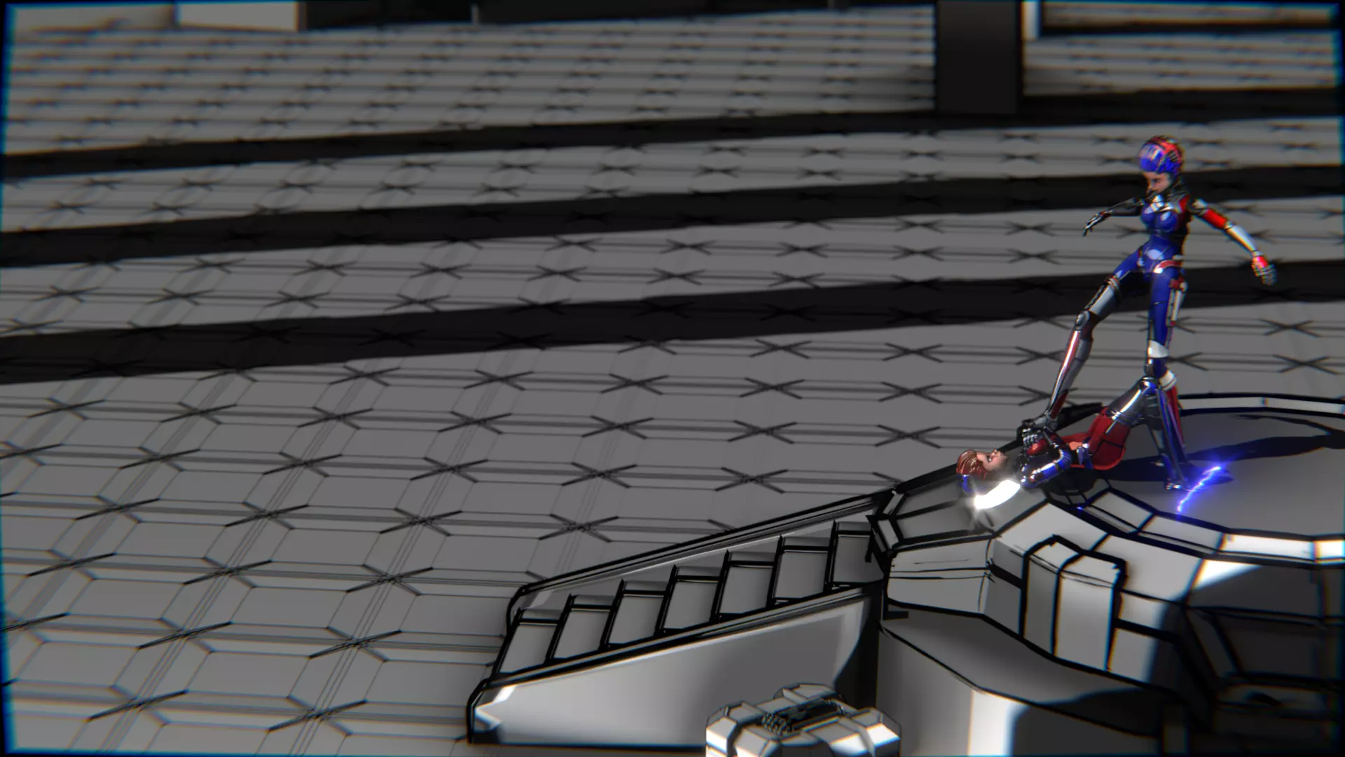 ARC Combat animation Red vs Blue Low-poly 3D model_90