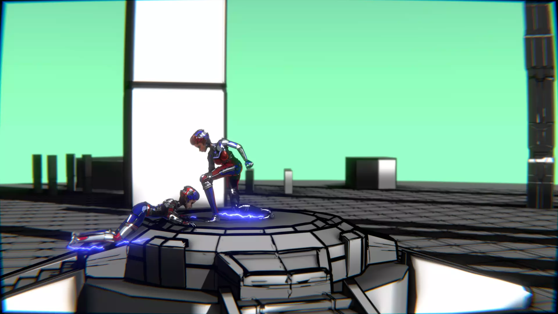 ARC Combat animation Red vs Blue Low-poly 3D model_66