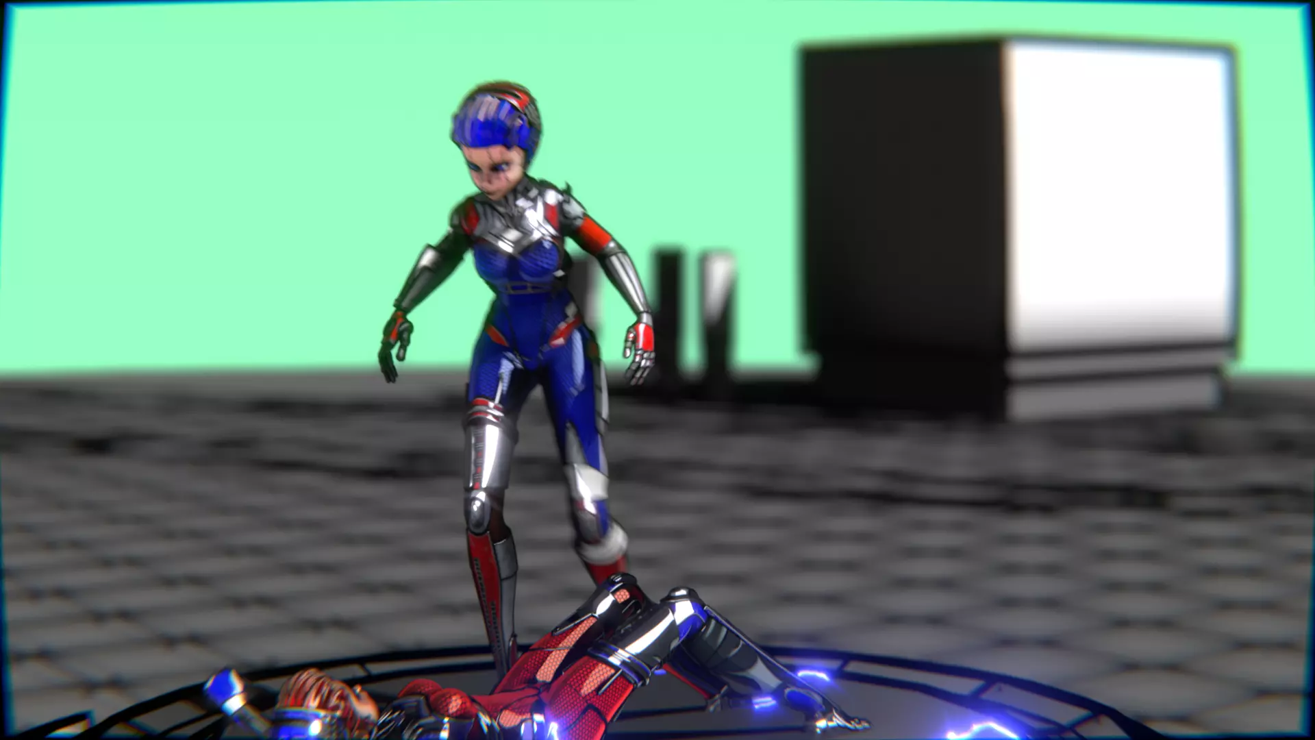 ARC Combat animation Red vs Blue Low-poly 3D model_60