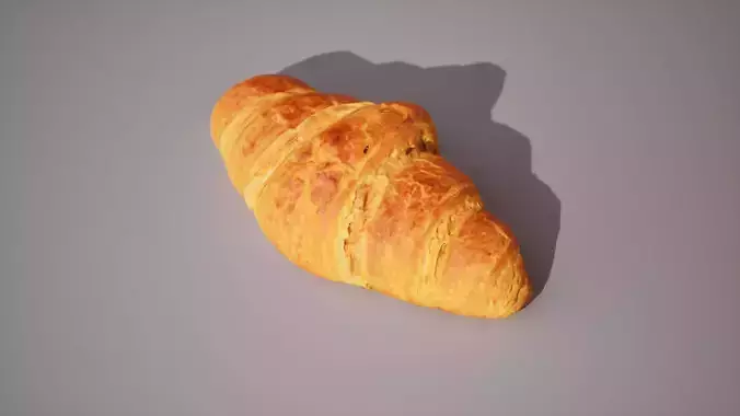 Low -Poly Croissant Game ready 3K triangles 4K PBR textures Low-poly 3D model 4
