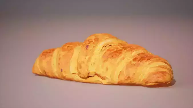 Low -Poly Croissant Game ready 3K triangles 4K PBR textures