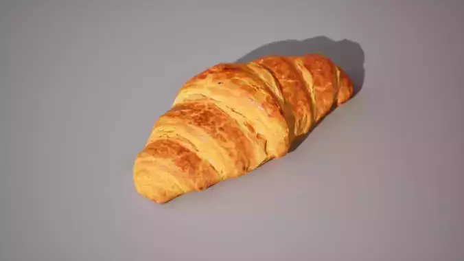 Low -Poly Croissant Game ready 3K triangles 4K PBR textures Low-poly 3D model 5