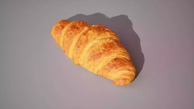 Low -Poly Croissant Game ready 3K triangles 4K PBR textures Low-poly 3D model 2