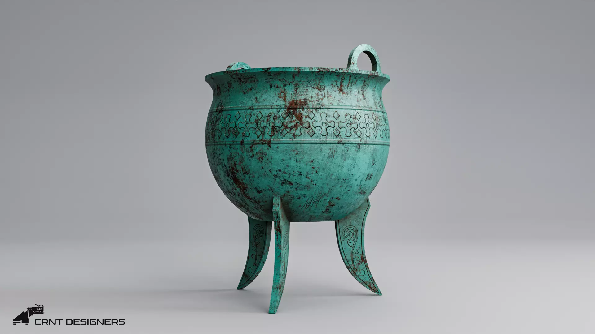 Chinese Ritual Tripod Ding Low-poly 3D model_10