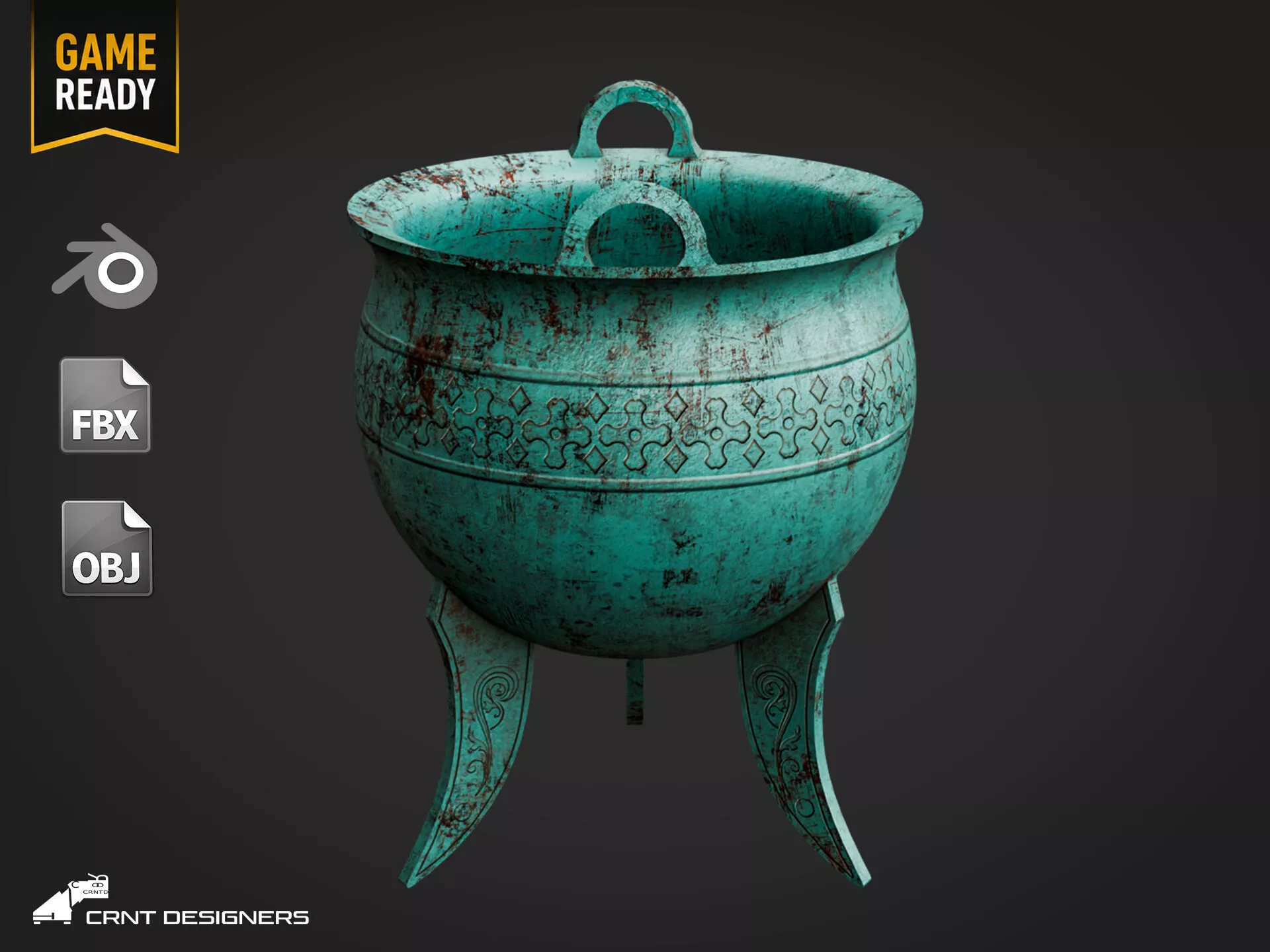 Chinese Ritual Tripod Ding Low-poly 3D model