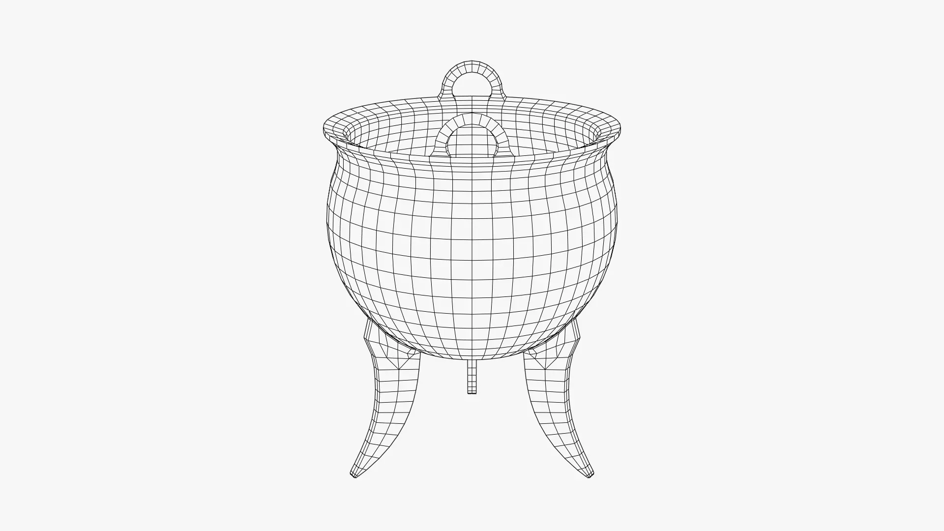 Chinese Ritual Tripod Ding Low-poly 3D model_2