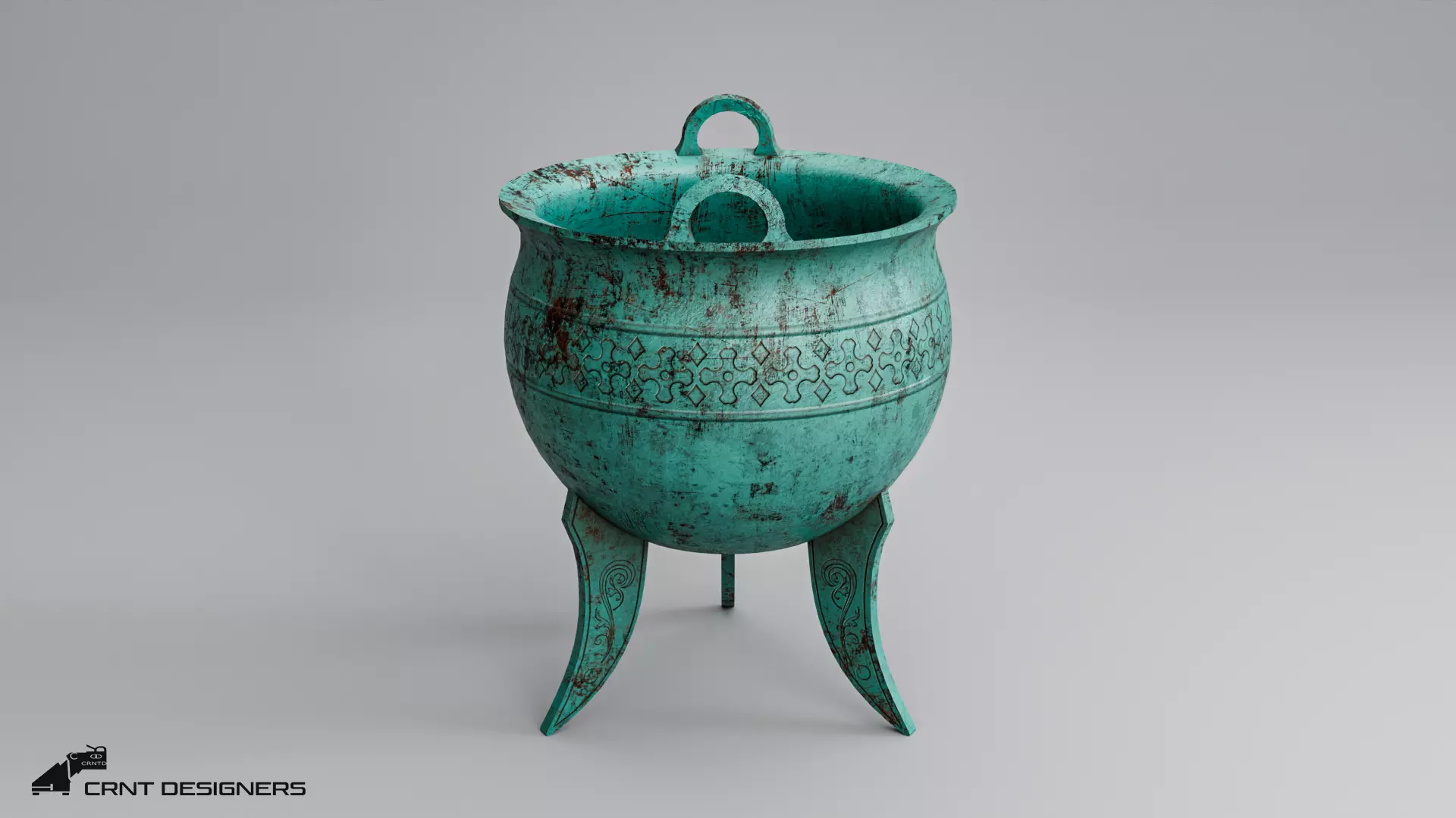 Chinese Ritual Tripod Ding Low-poly 3D model_1