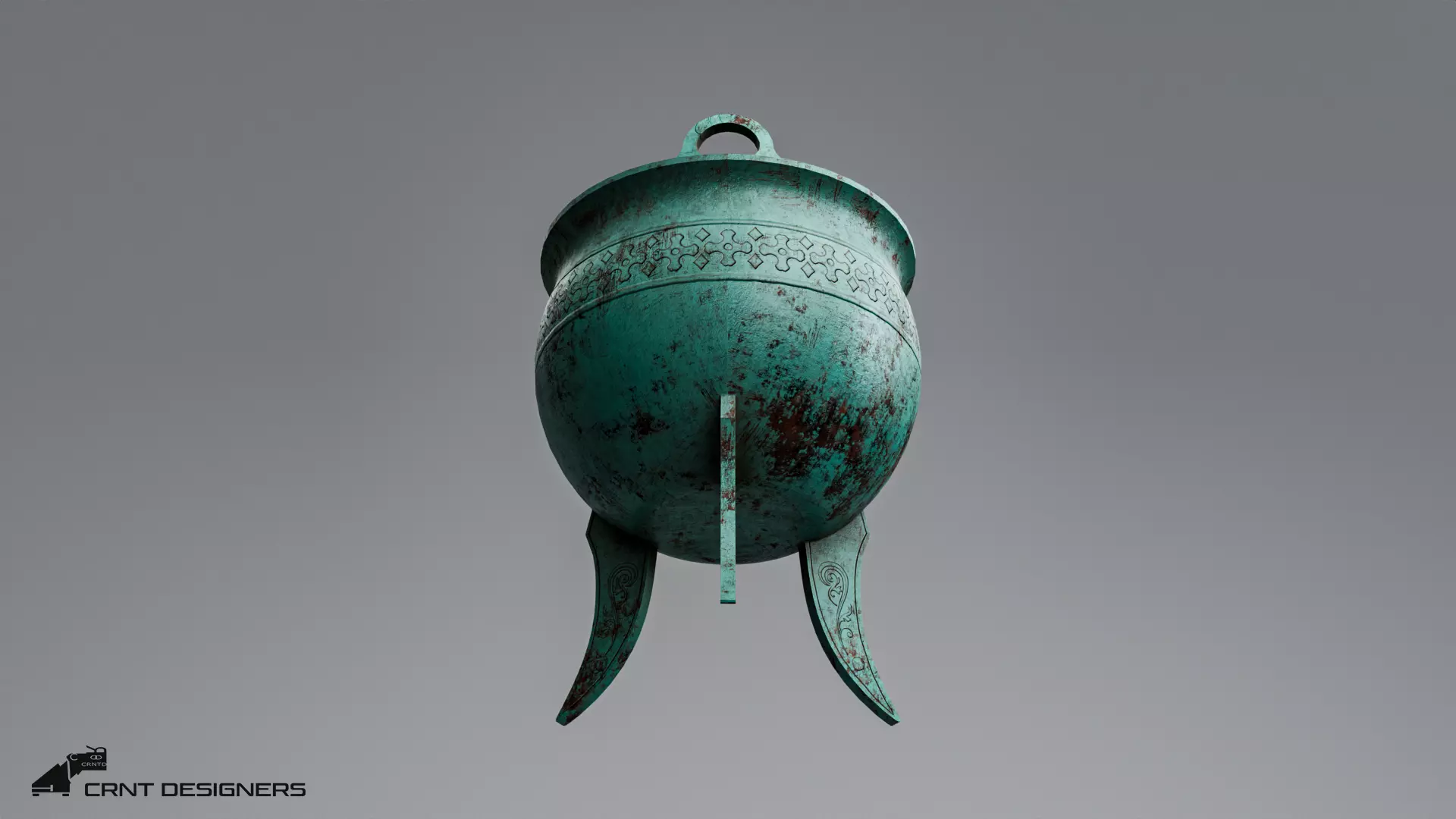 Chinese Ritual Tripod Ding Low-poly 3D model_12