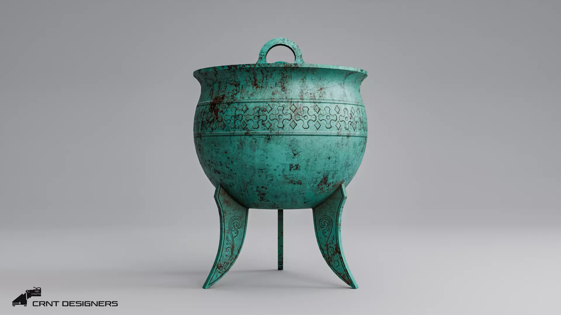 Chinese Ritual Tripod Ding Low-poly 3D model_3