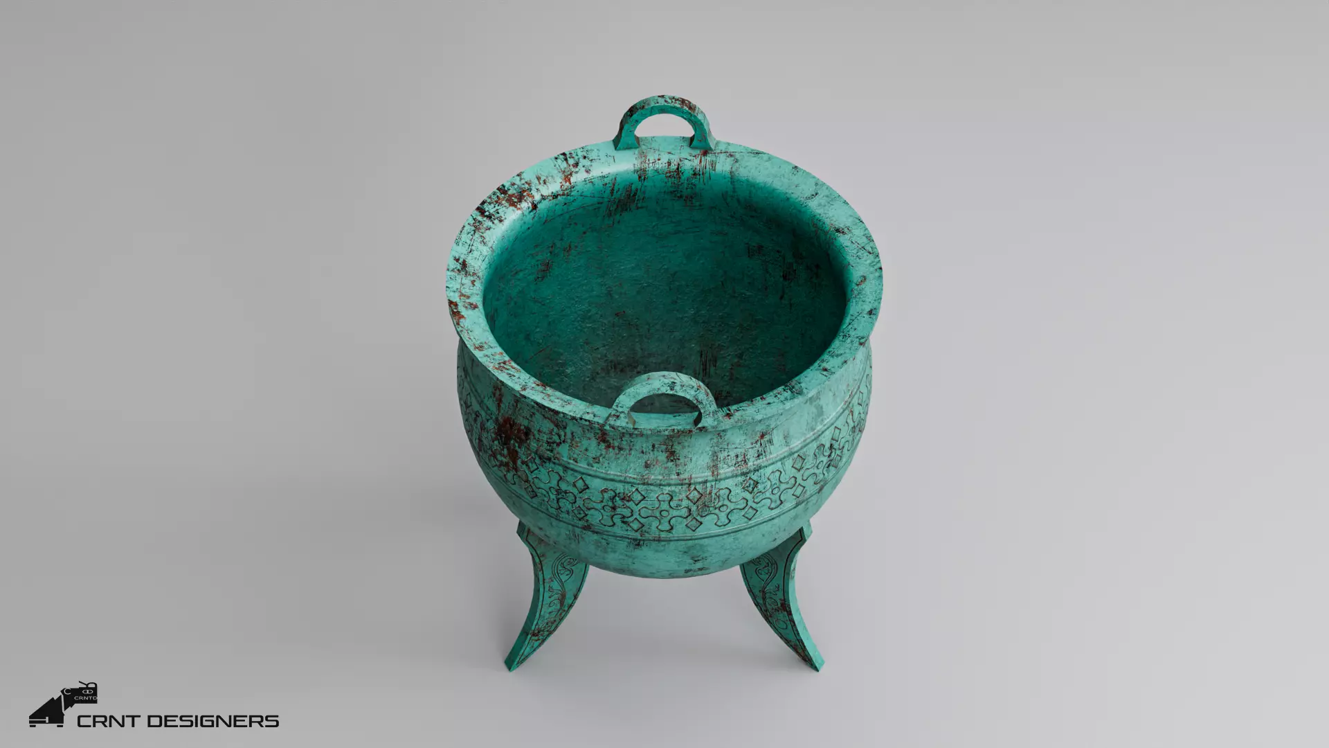 Chinese Ritual Tripod Ding Low-poly 3D model_9