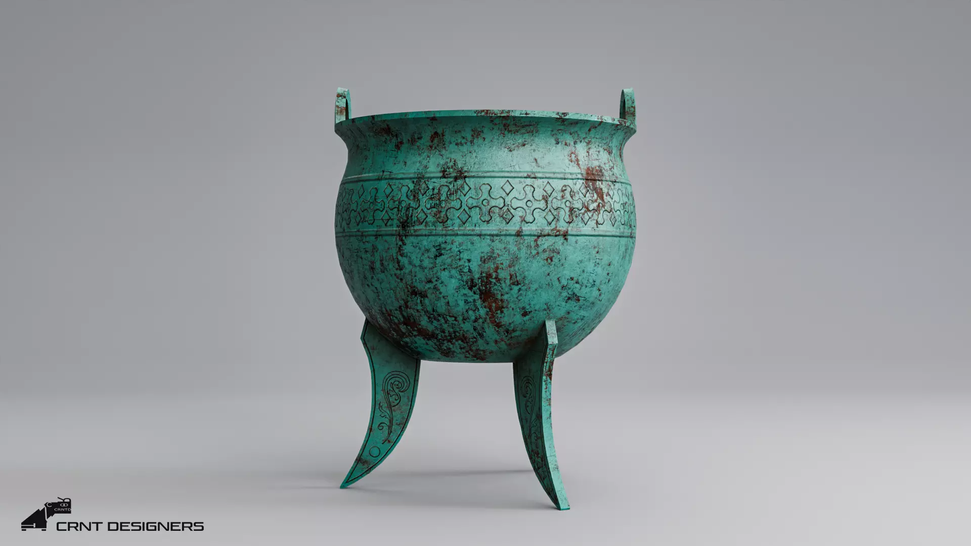 Chinese Ritual Tripod Ding Low-poly 3D model_11