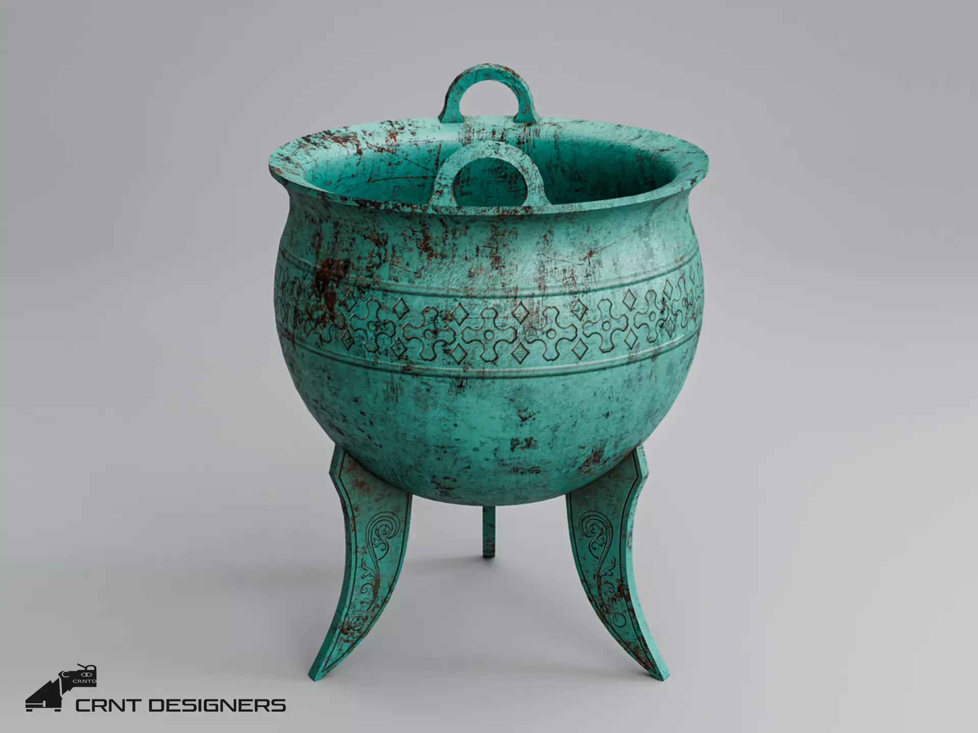 Chinese Ritual Tripod Ding Low-poly 3D model_0