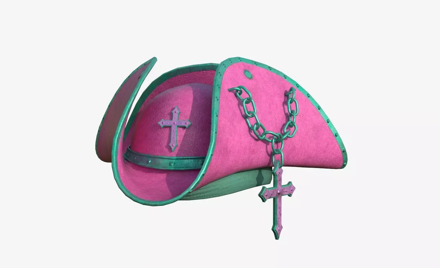 Gothic Pirate Hat A08 Female - Character Design Low-poly 3D model_0