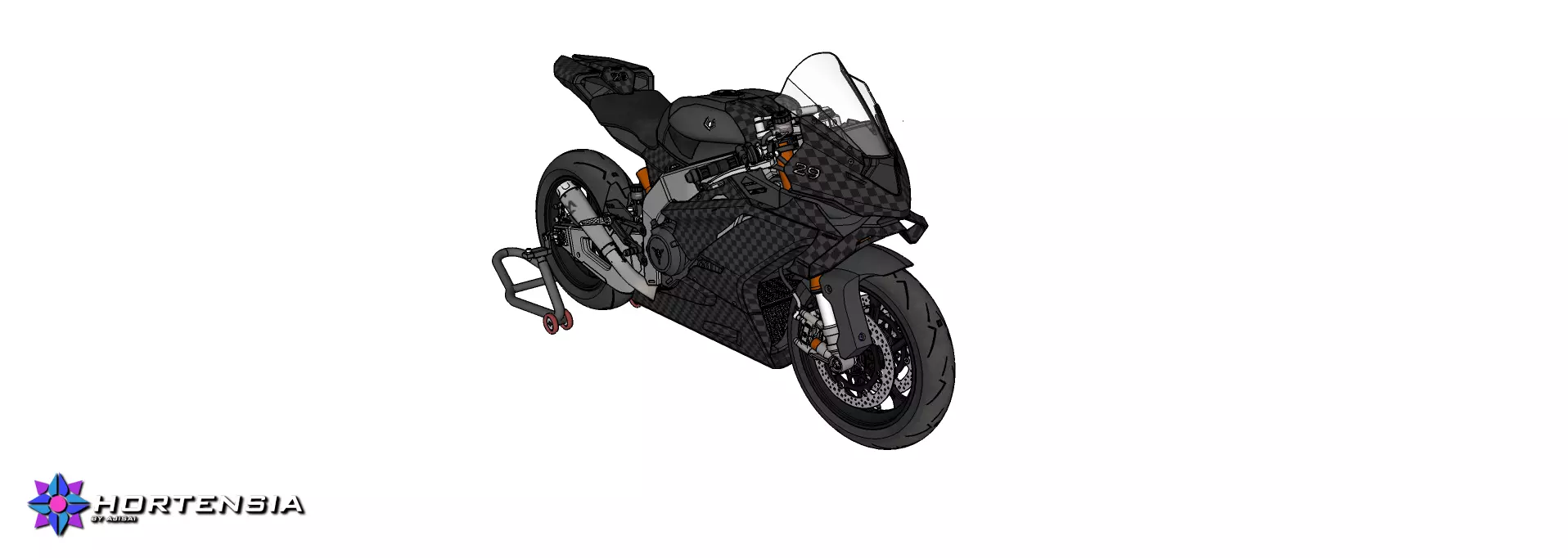 Trisula XV-0RR V4 Engine Superbike Concept 3D model_11