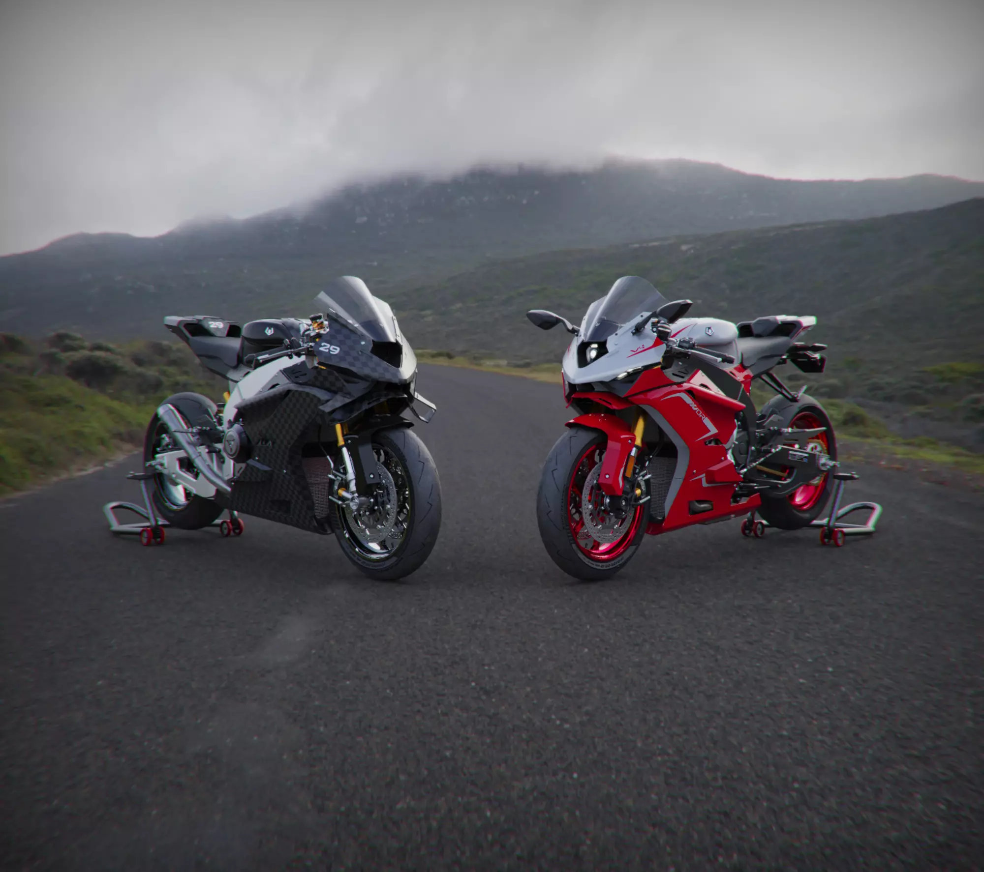 Trisula XV-0RR V4 Engine Superbike Concept 3D model_13