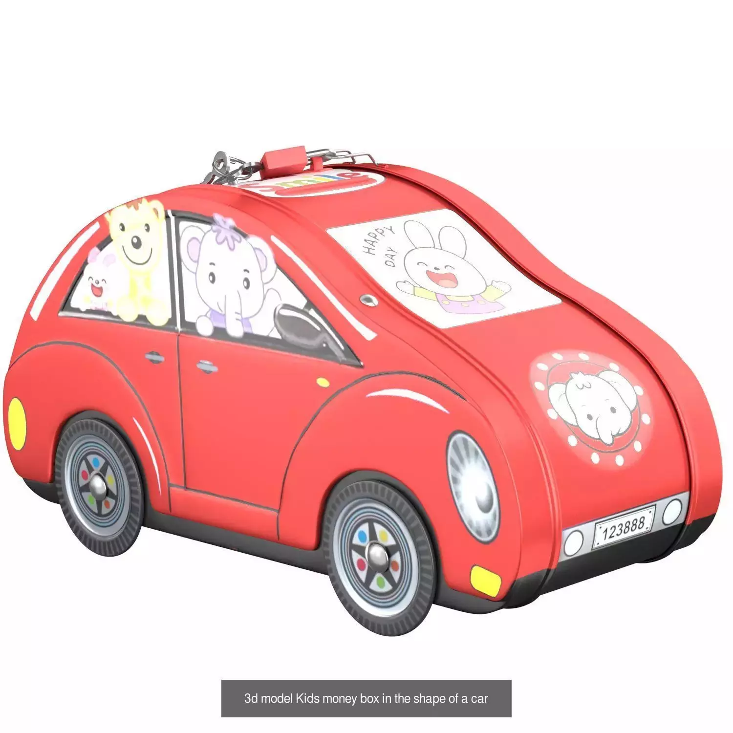  Piggy bank in the form of a car for children x2 3D Model Collection_3