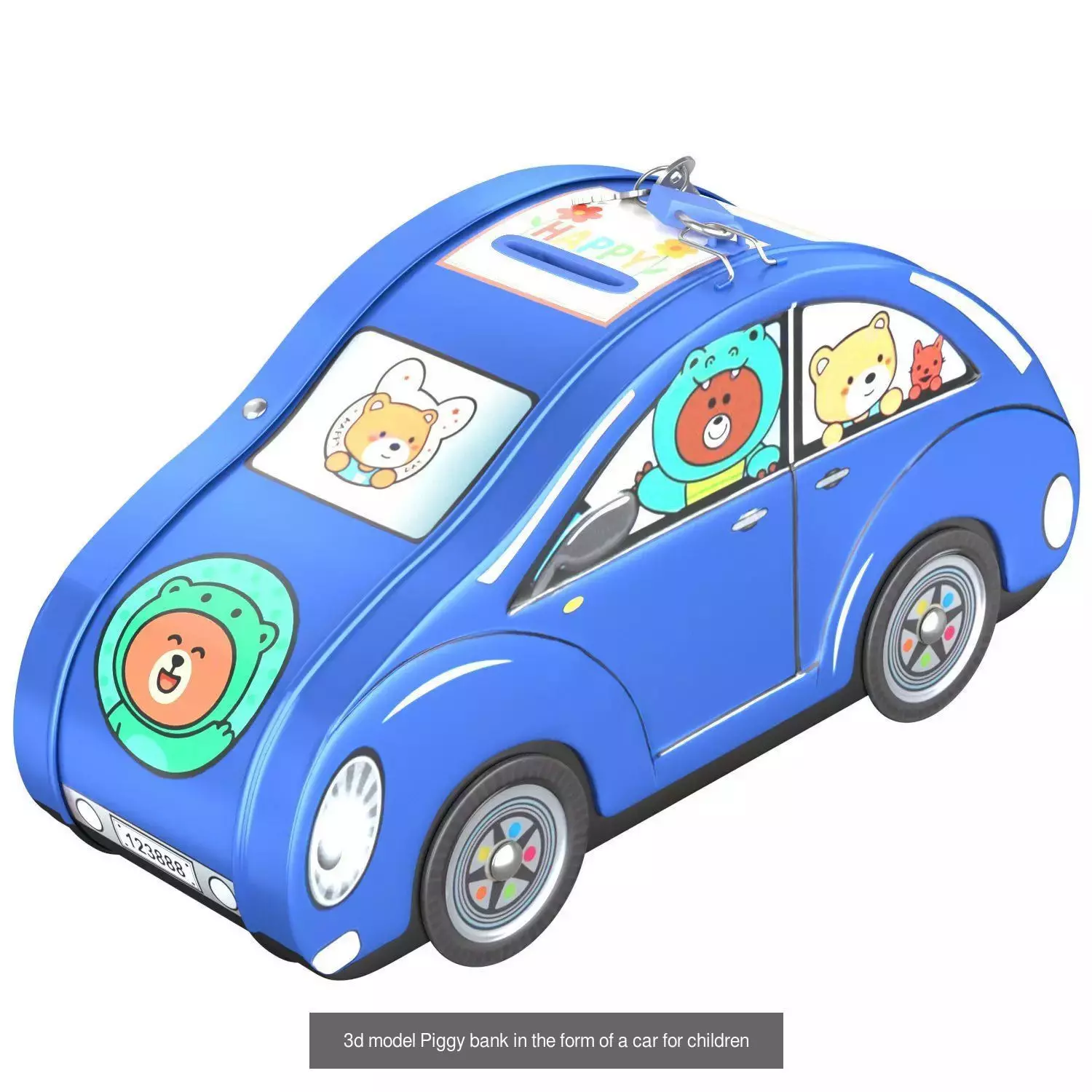  Piggy bank in the form of a car for children x2 3D Model Collection_2