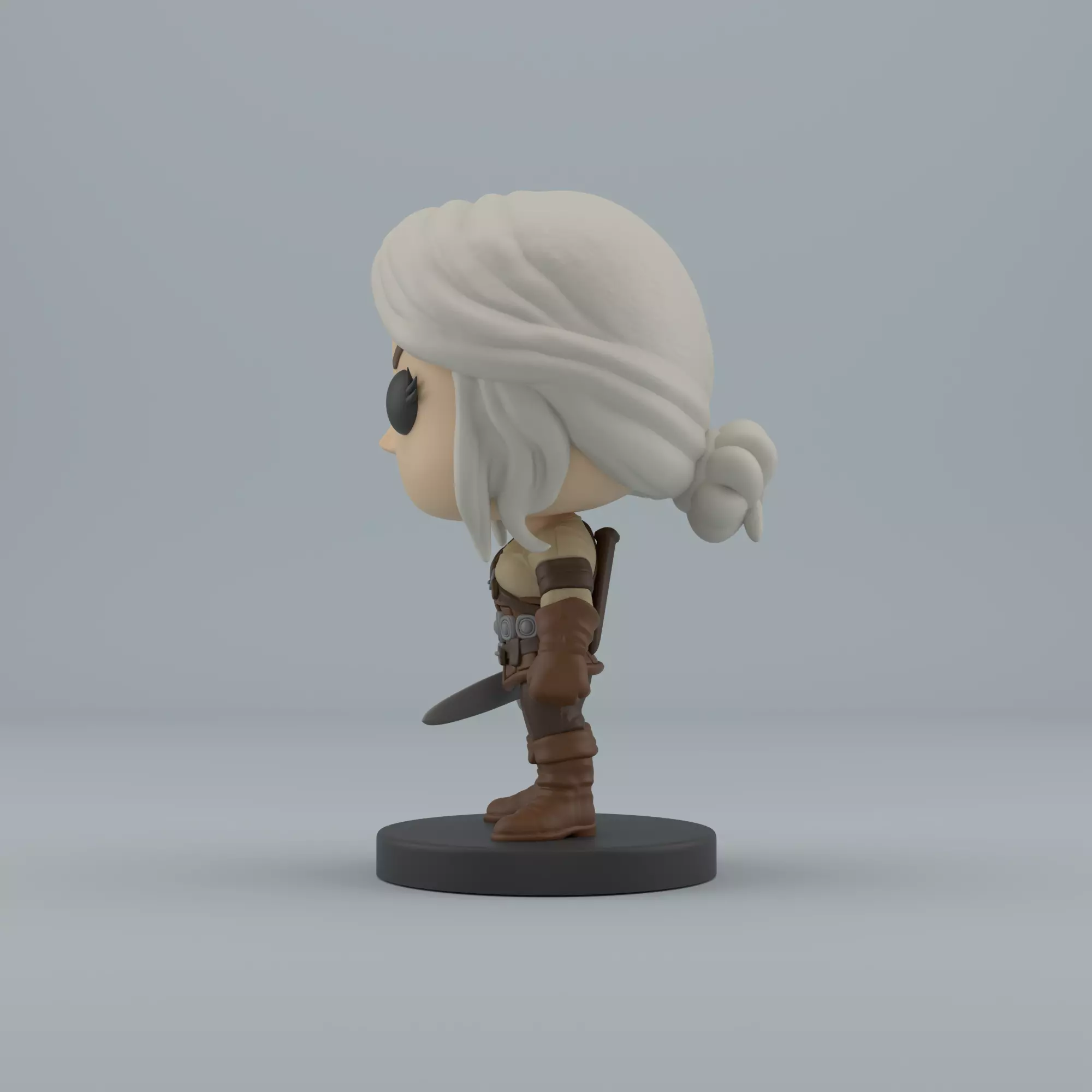 Chibi Ciri - Witcher 3D print model_3
