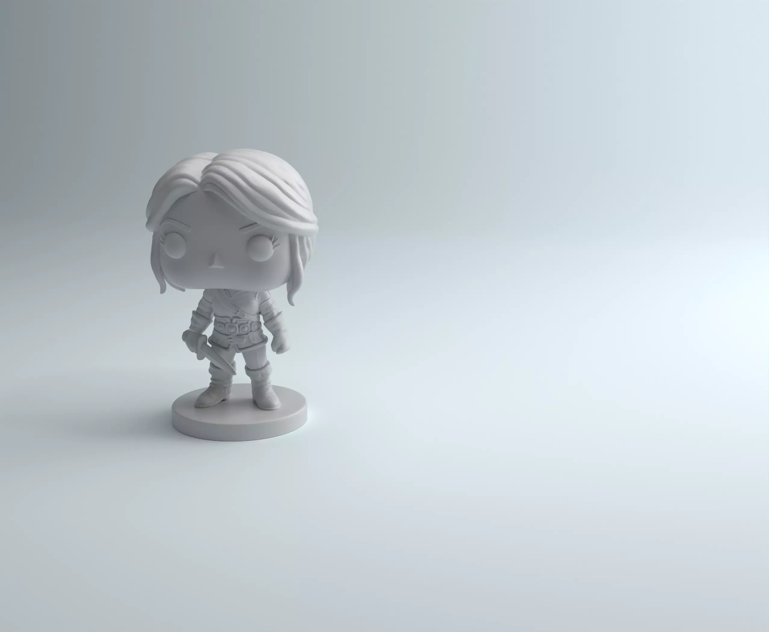 Chibi Ciri - Witcher 3D print model_4