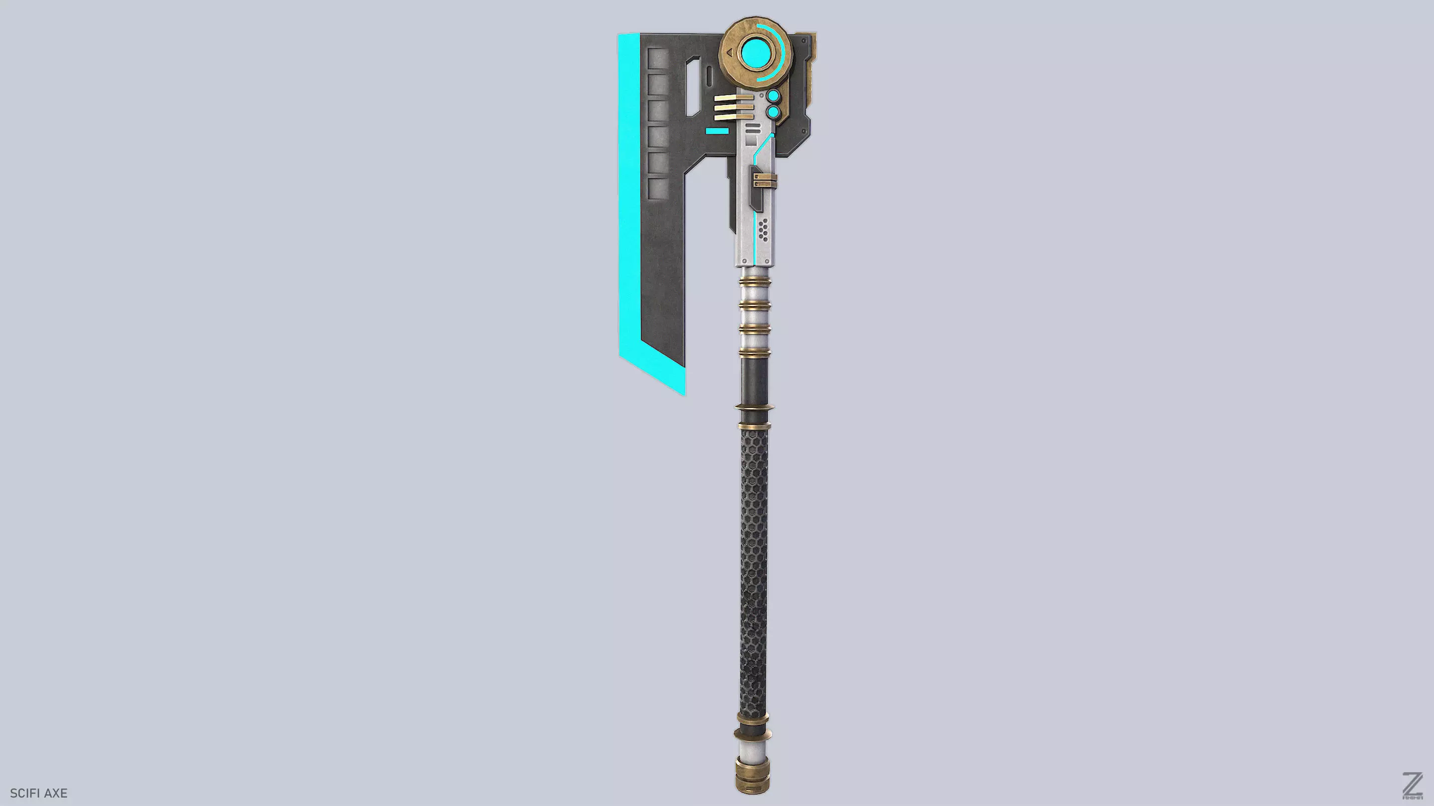 Scifi axe Low-poly 3D model_4