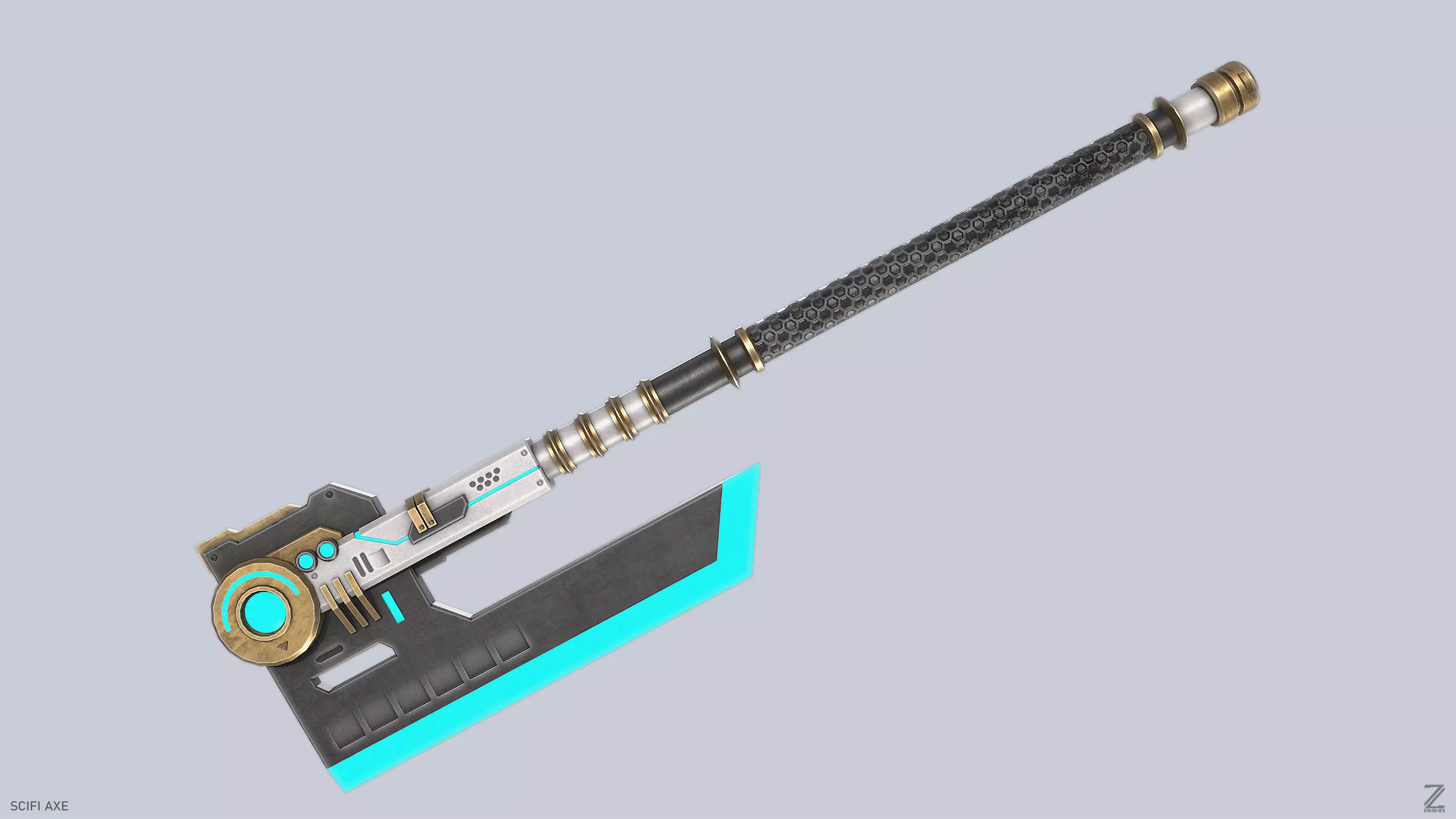 Scifi axe Low-poly 3D model_5