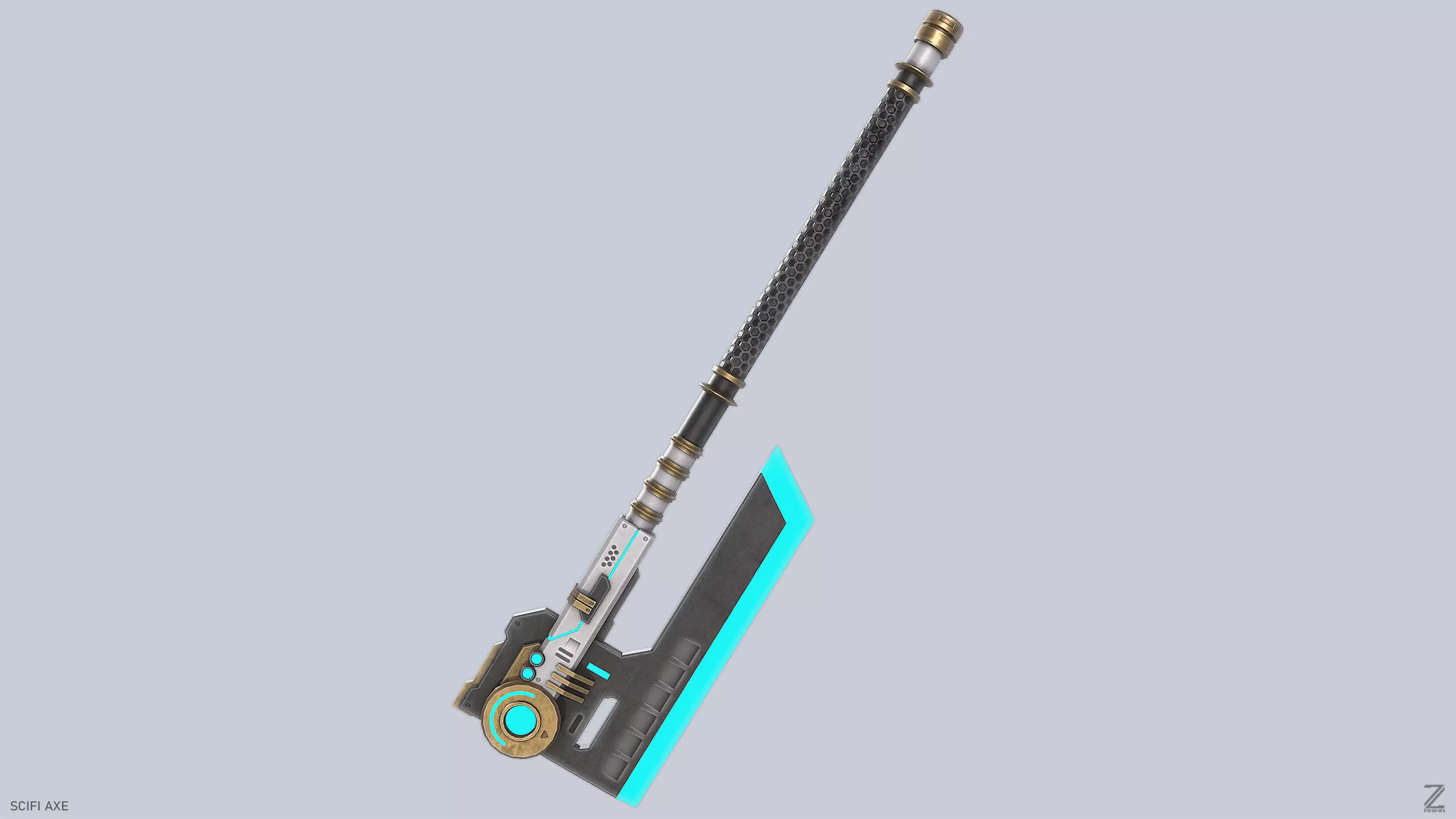 Scifi axe Low-poly 3D model_7