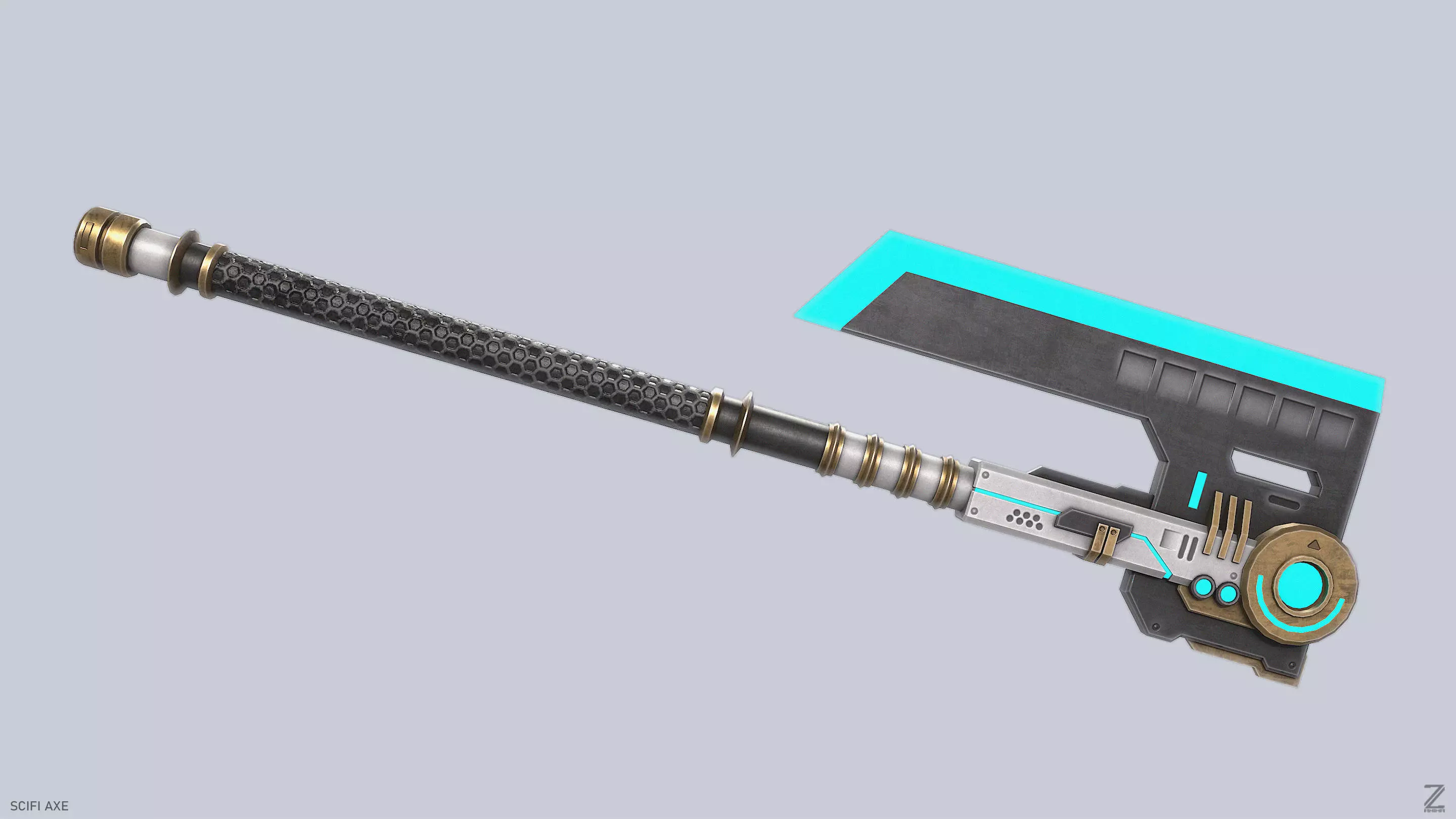 Scifi axe Low-poly 3D model_6
