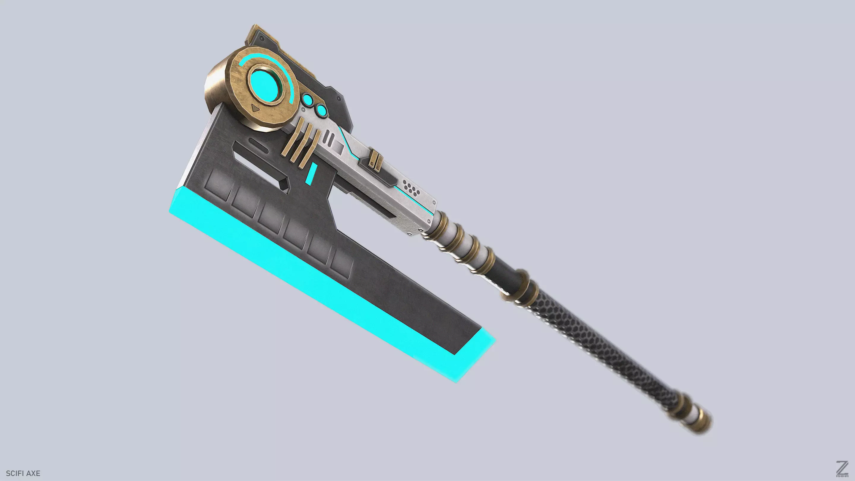 Scifi axe Low-poly 3D model_8
