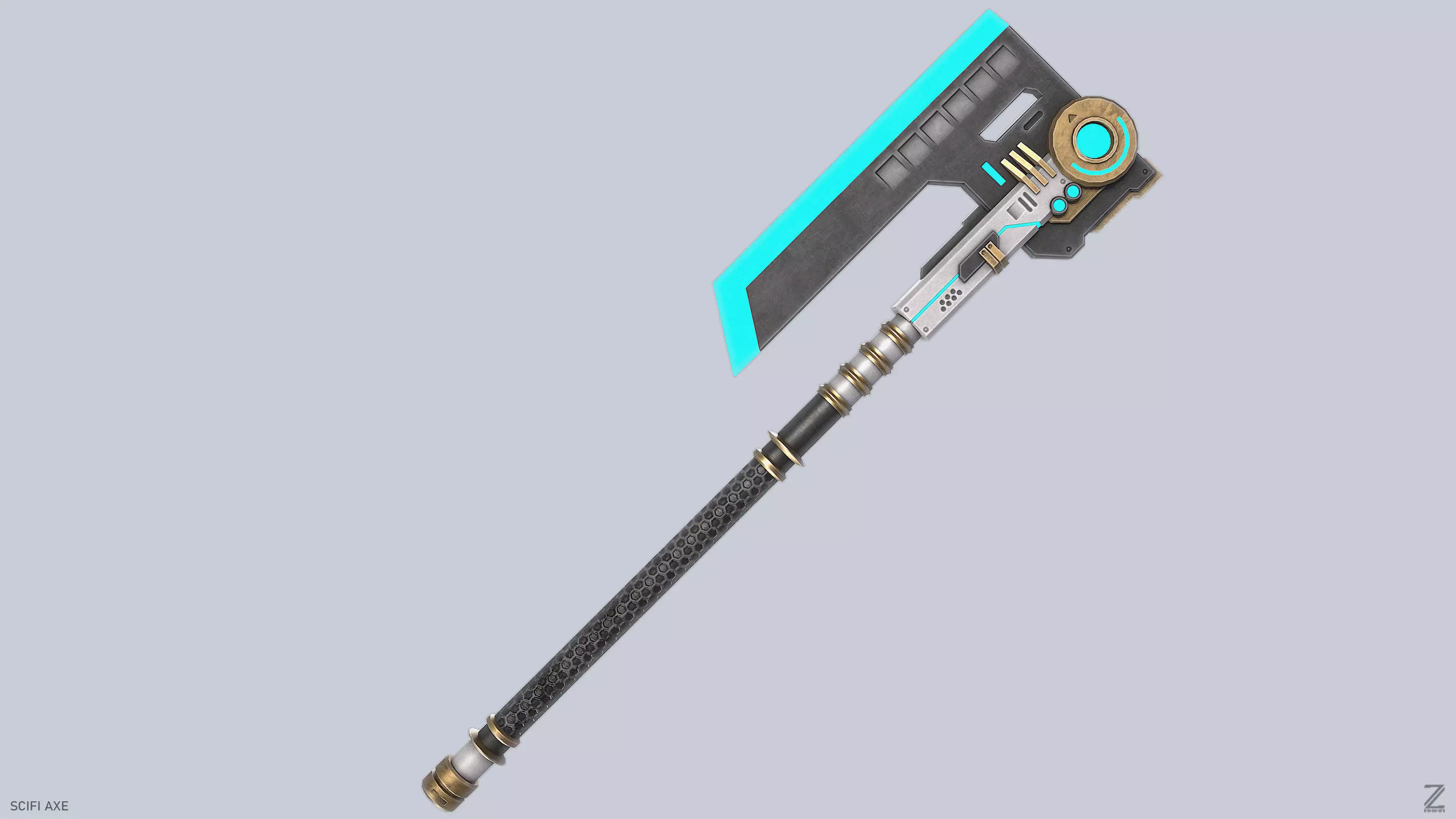 Scifi axe Low-poly 3D model_2