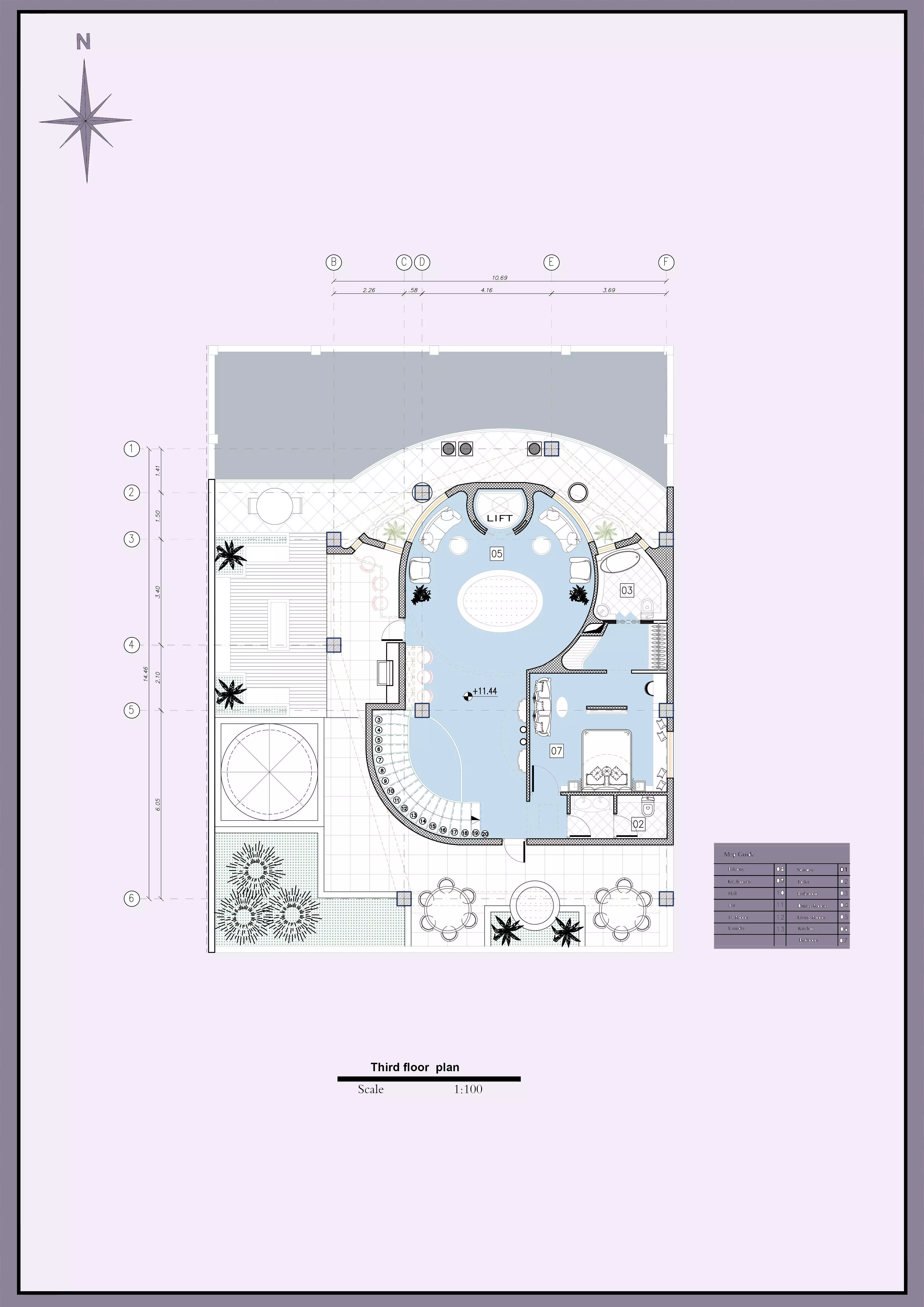 Luxury Modern Triplex House Plan 3D Architectural Floor Layout 3D model_2