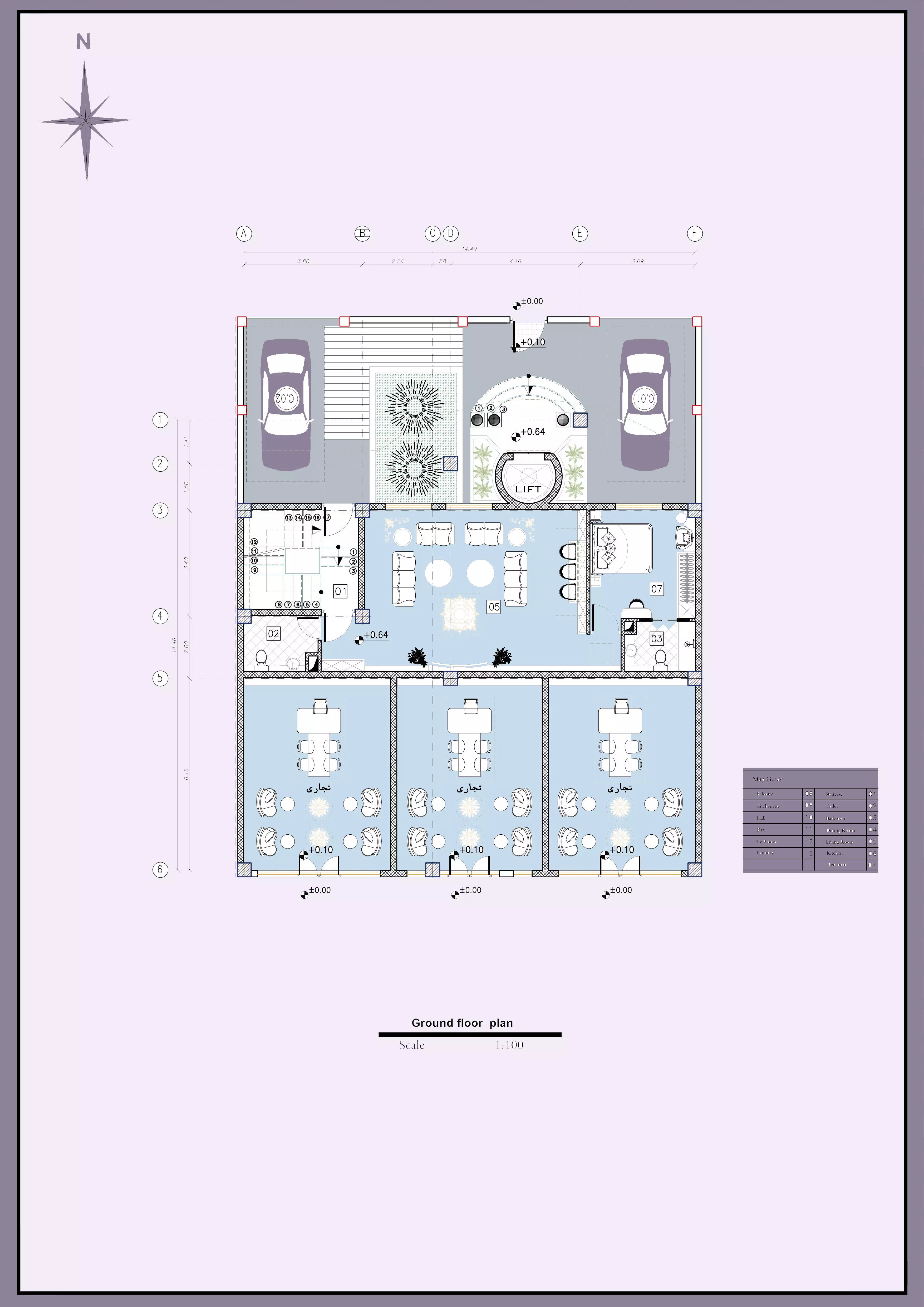 Luxury Modern Triplex House Plan 3D Architectural Floor Layout 3D model_3