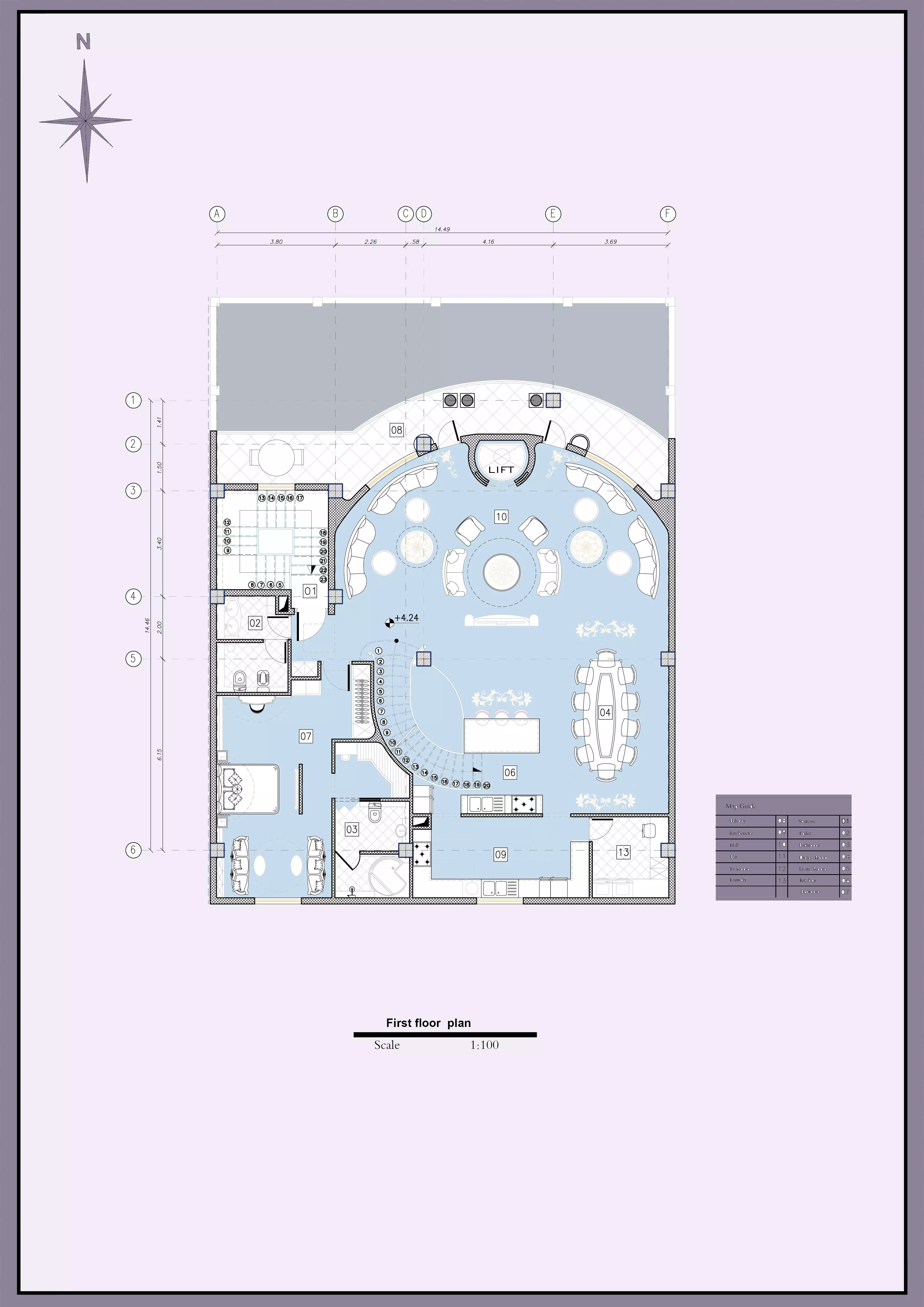 Luxury Modern Triplex House Plan 3D Architectural Floor Layout 3D model_0