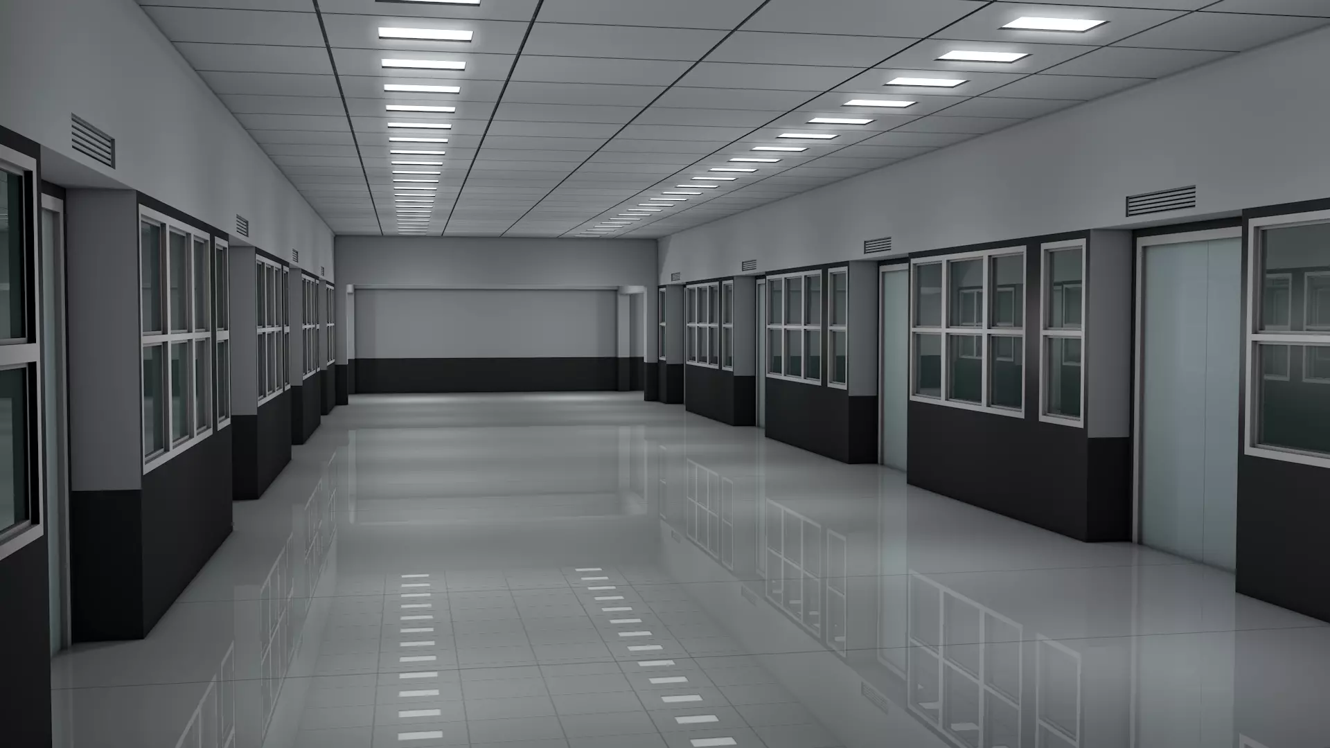 Low Poly Apartment Corridor 3D model_2