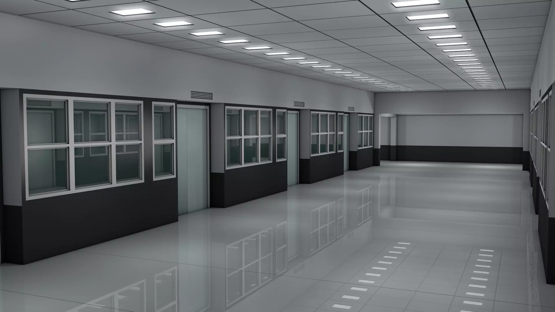 Low Poly Apartment Corridor 3D model_1