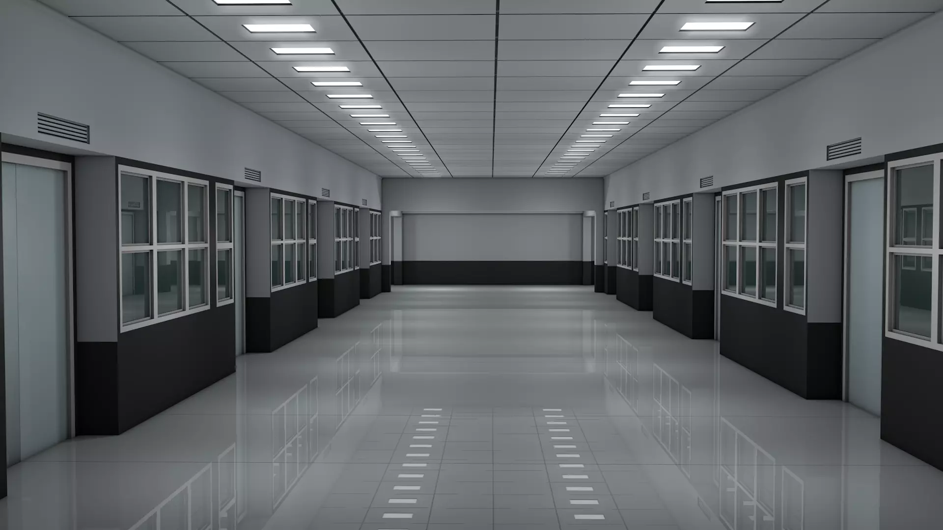 Low Poly Apartment Corridor 3D model_0