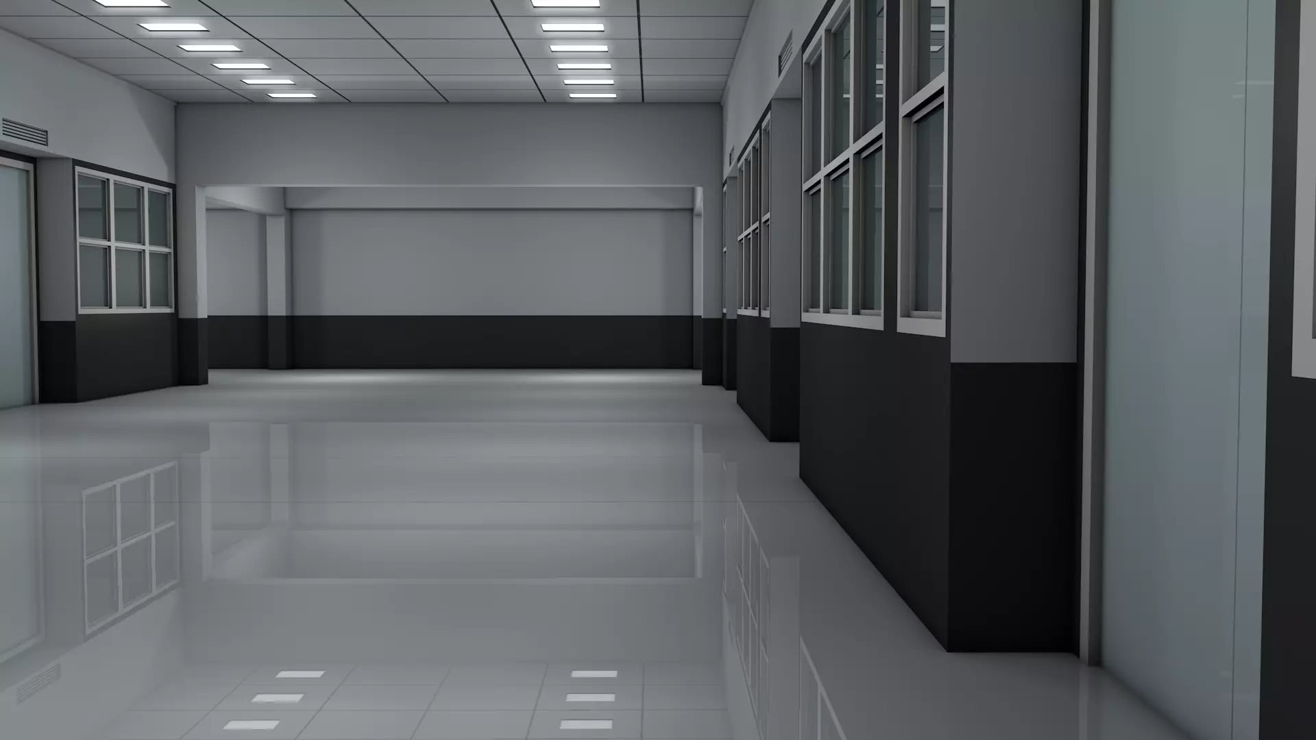 Low Poly Apartment Corridor 3D model_3