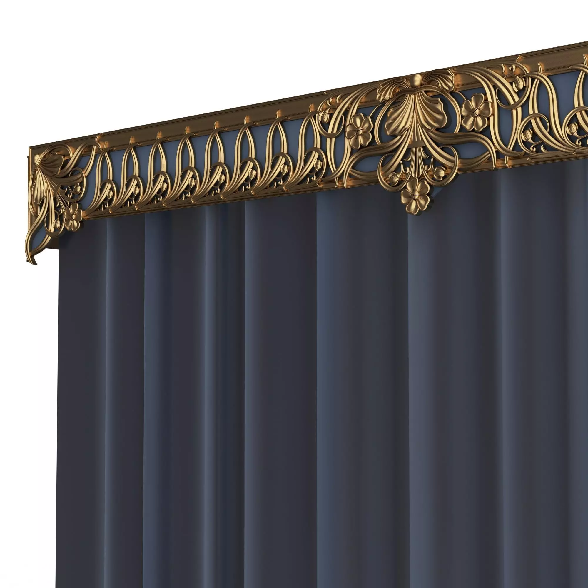 Cornice Classic Curtain 06 Low-poly 3D model_4