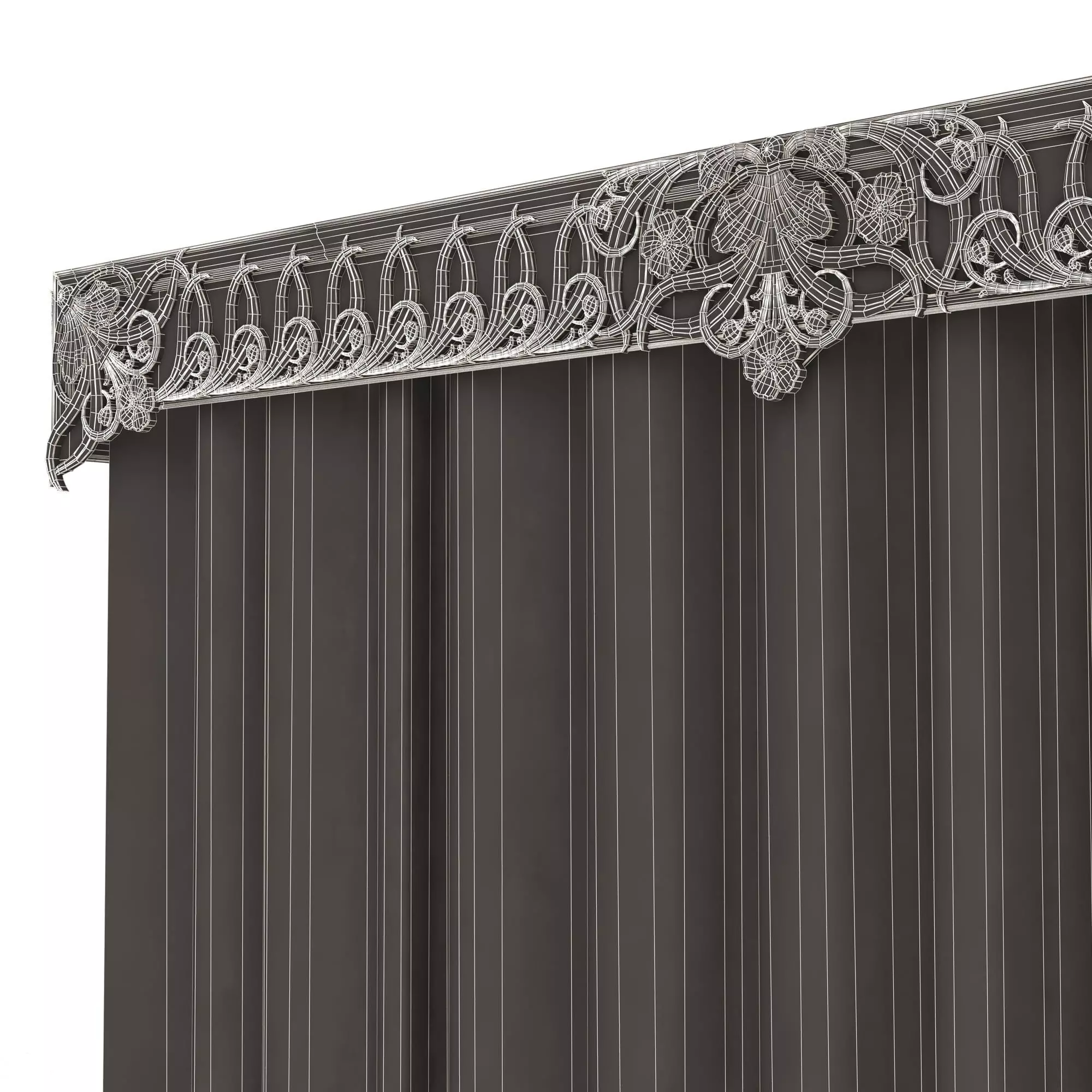 Cornice Classic Curtain 06 Low-poly 3D model_10