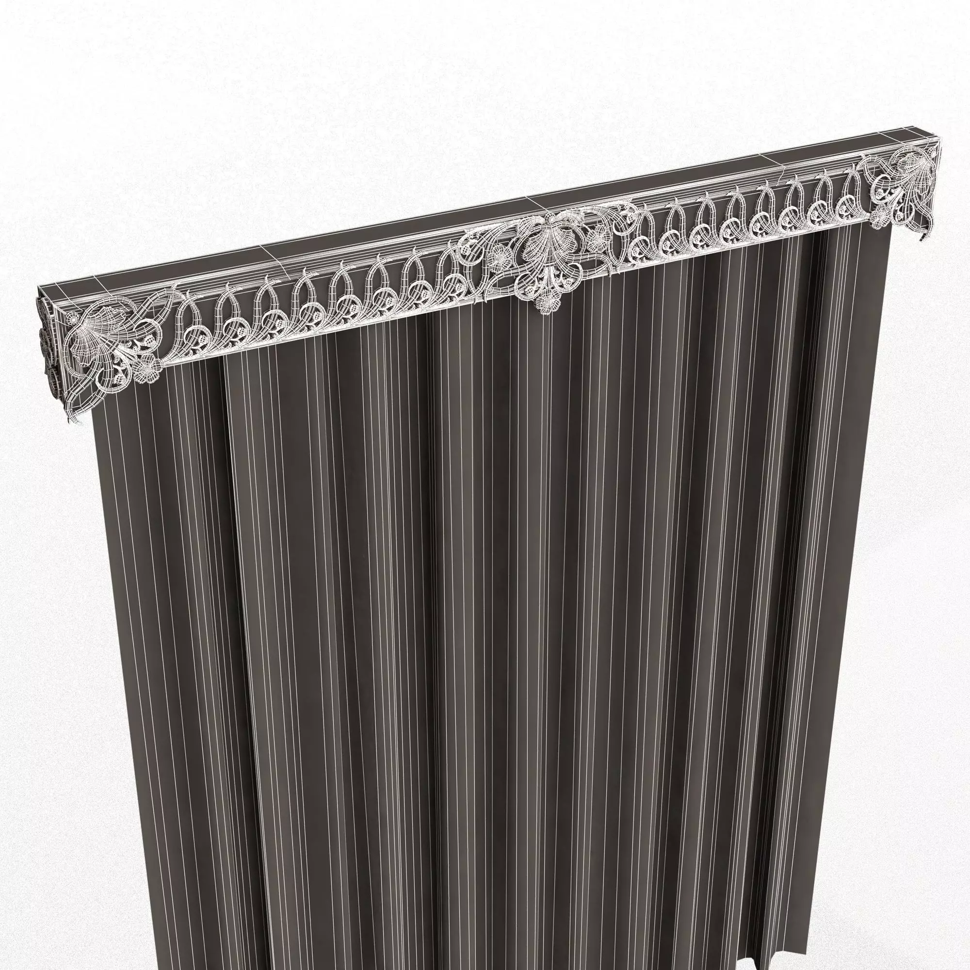 Cornice Classic Curtain 06 Low-poly 3D model_7