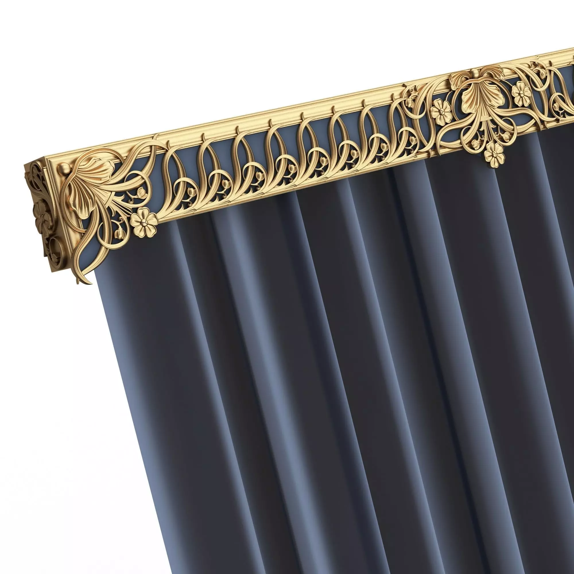 Cornice Classic Curtain 06 Low-poly 3D model_5