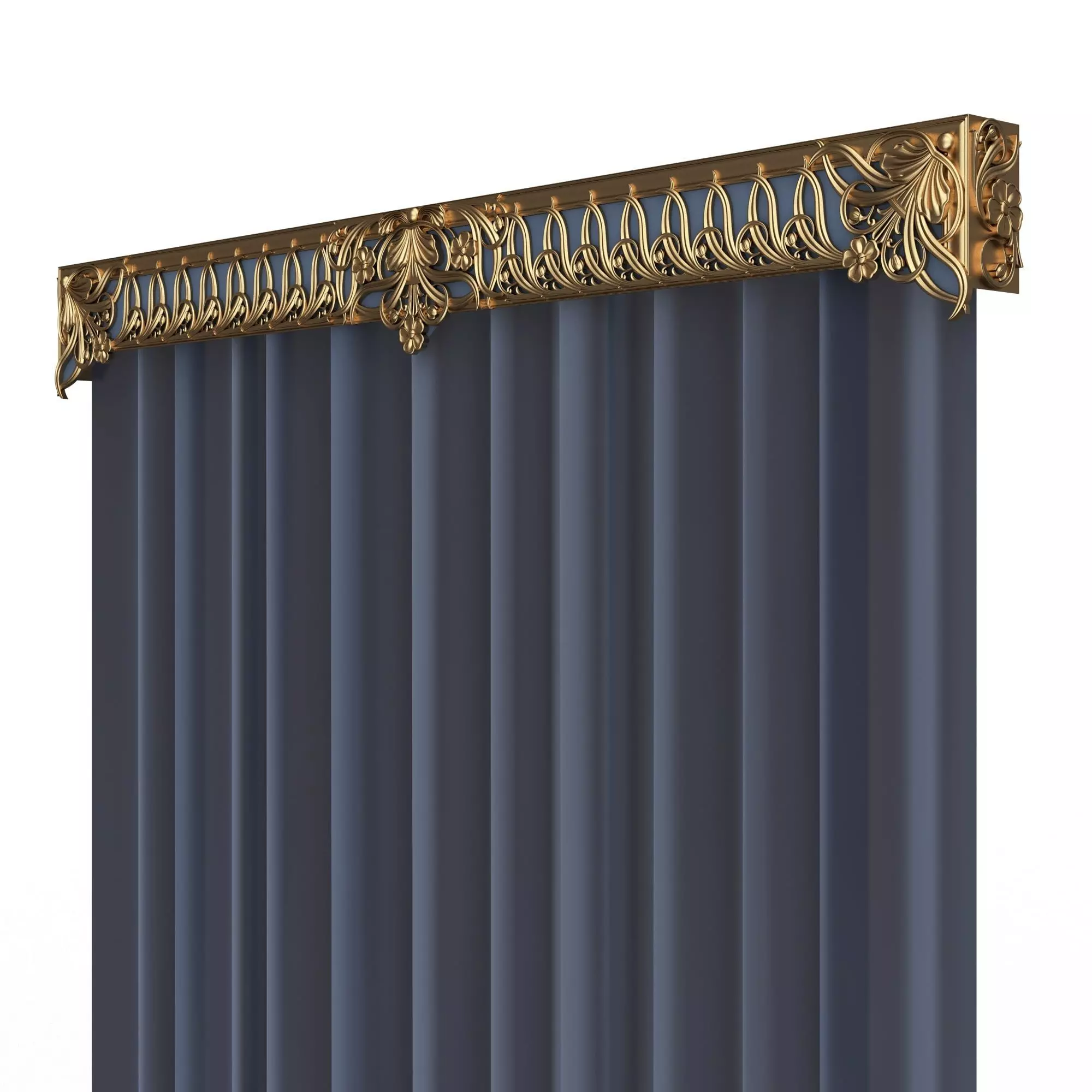 Cornice Classic Curtain 06 Low-poly 3D model_2