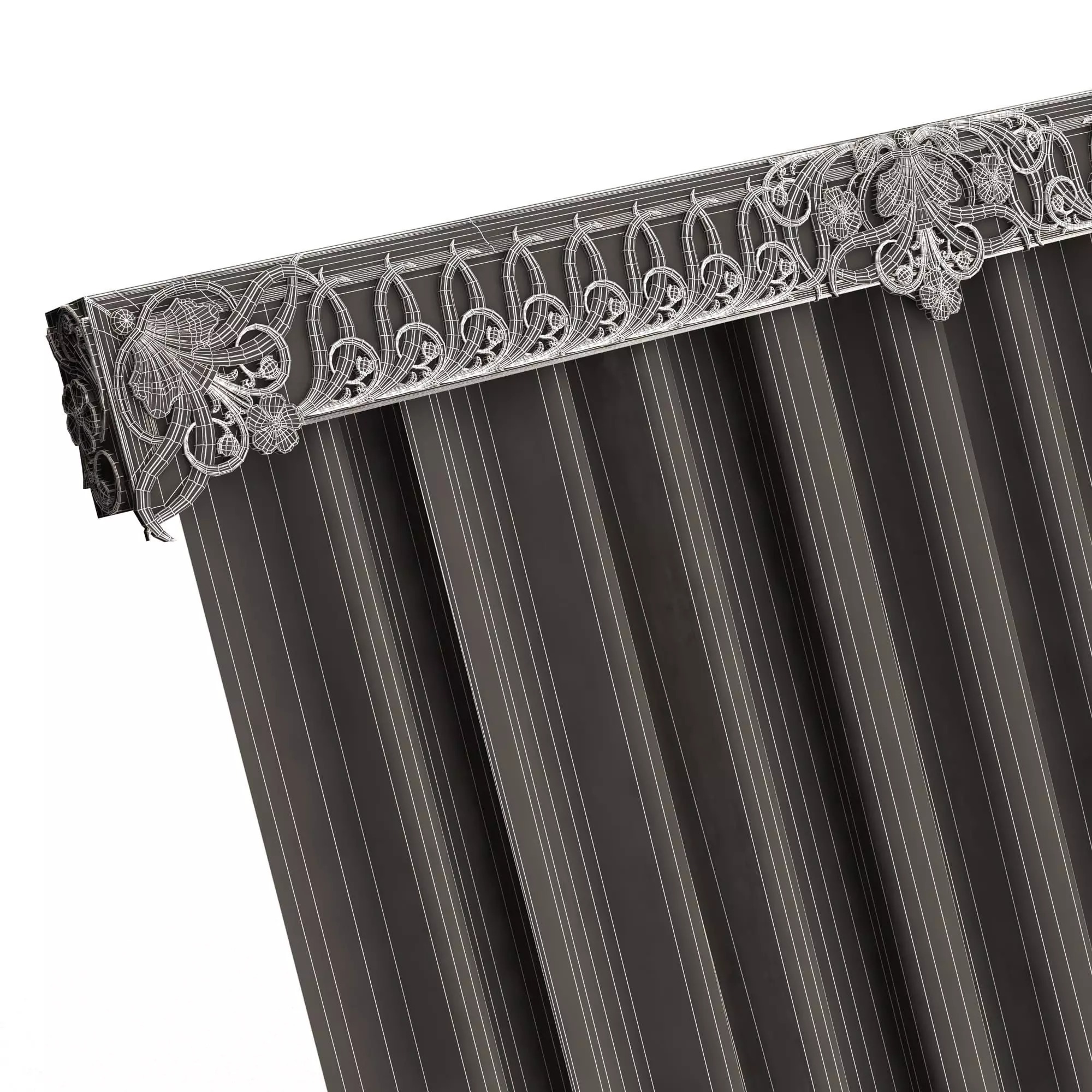 Cornice Classic Curtain 06 Low-poly 3D model_11